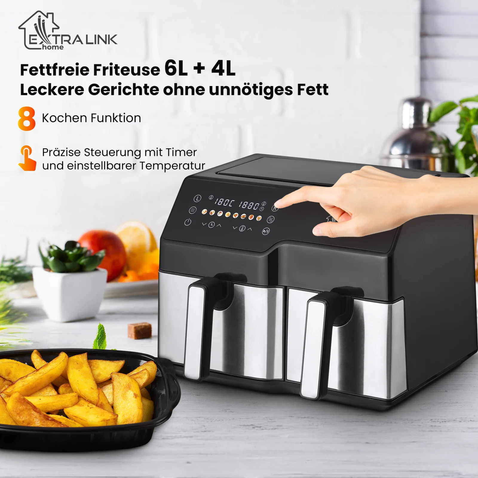 EXTRALINK HOME AIR FRYER 10L (6L+4L) EU SJ-1000 2500W