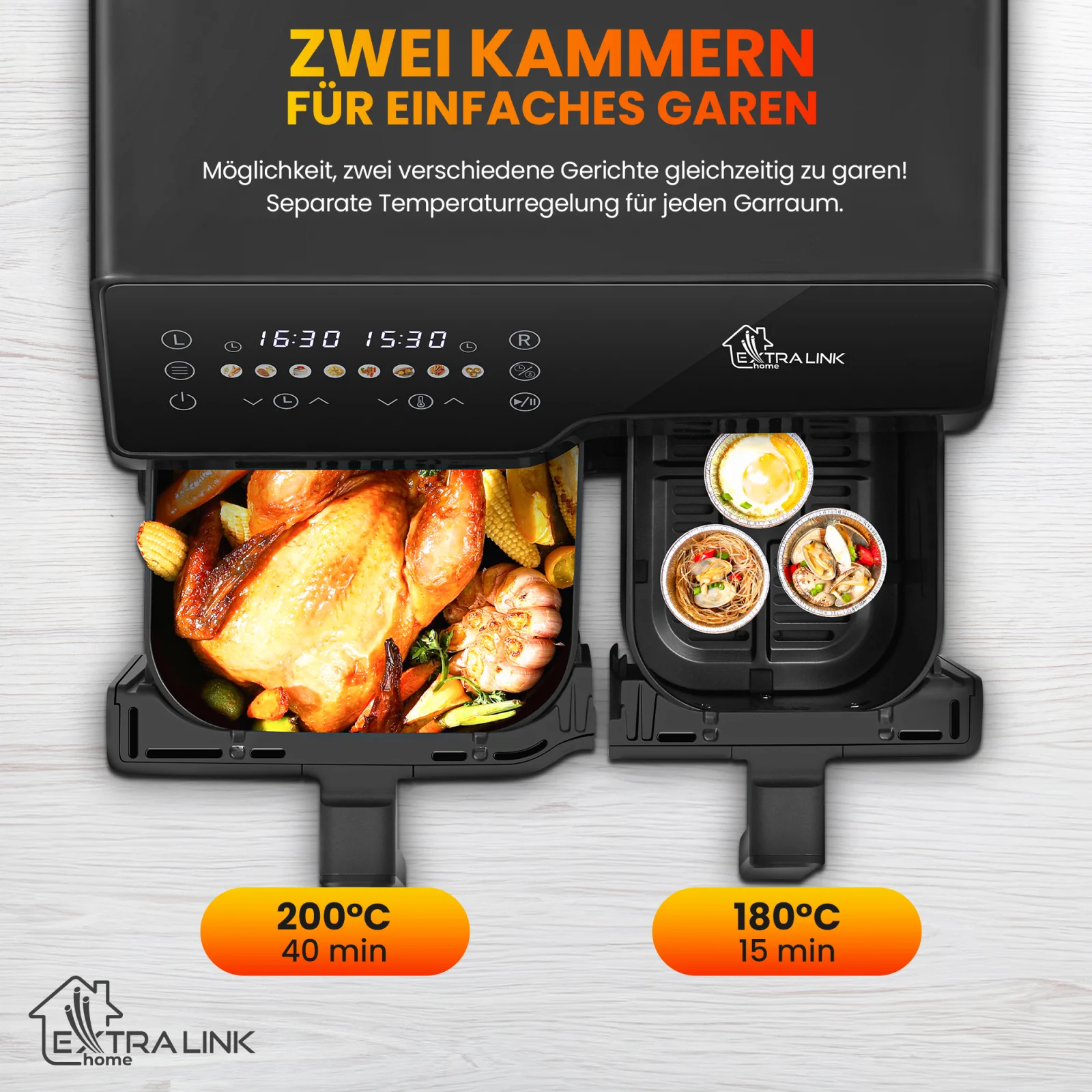 EXTRALINK HOME AIR FRYER 10L (6L+4L) EU SJ-1000 2500W