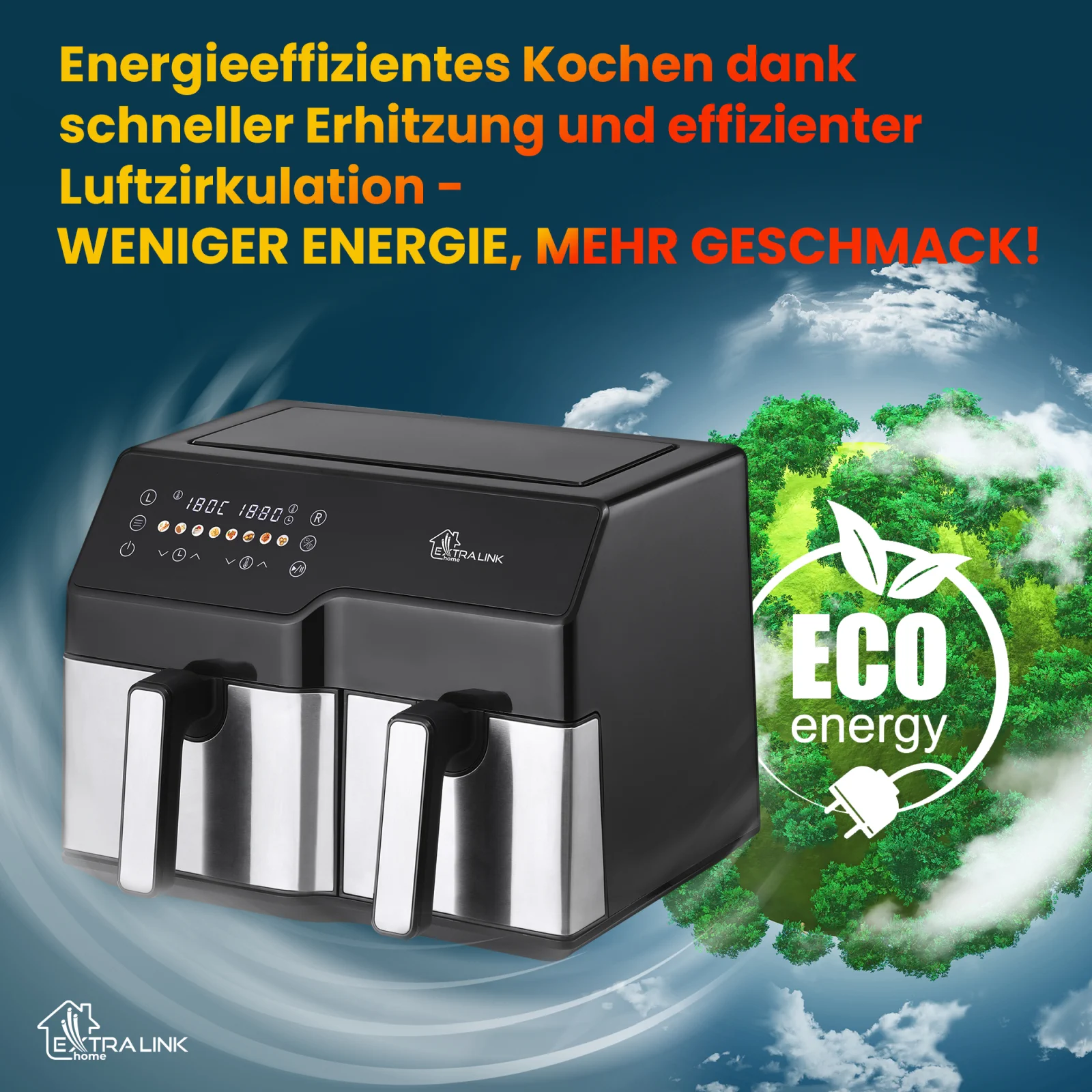 EXTRALINK HOME AIR FRYER 10L (6L+4L) EU SJ-1000 2500W