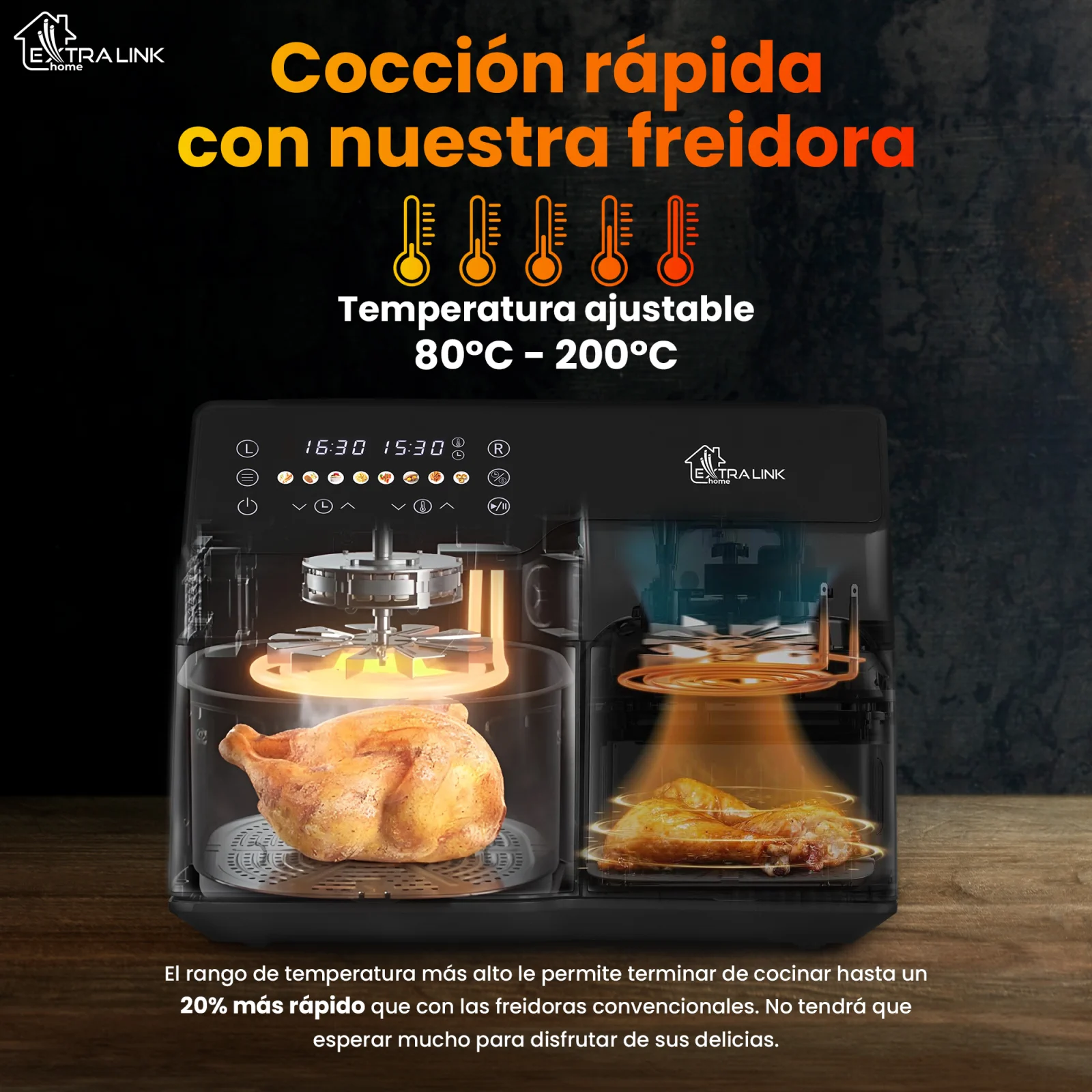 EXTRALINK HOME AIR FRYER 10L (6L+4L) EU SJ-1000 2500W