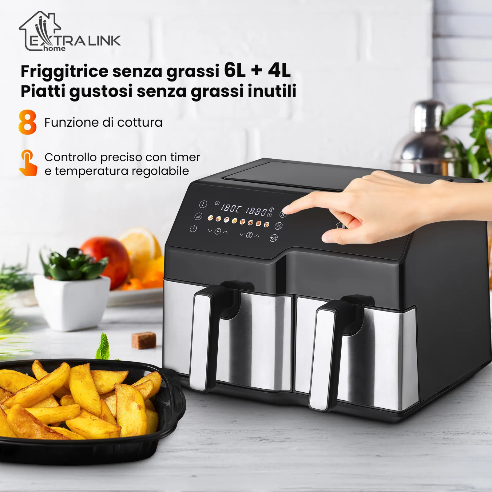 EXTRALINK HOME AIR FRYER 10L (6L+4L) EU SJ-1000 2500W
