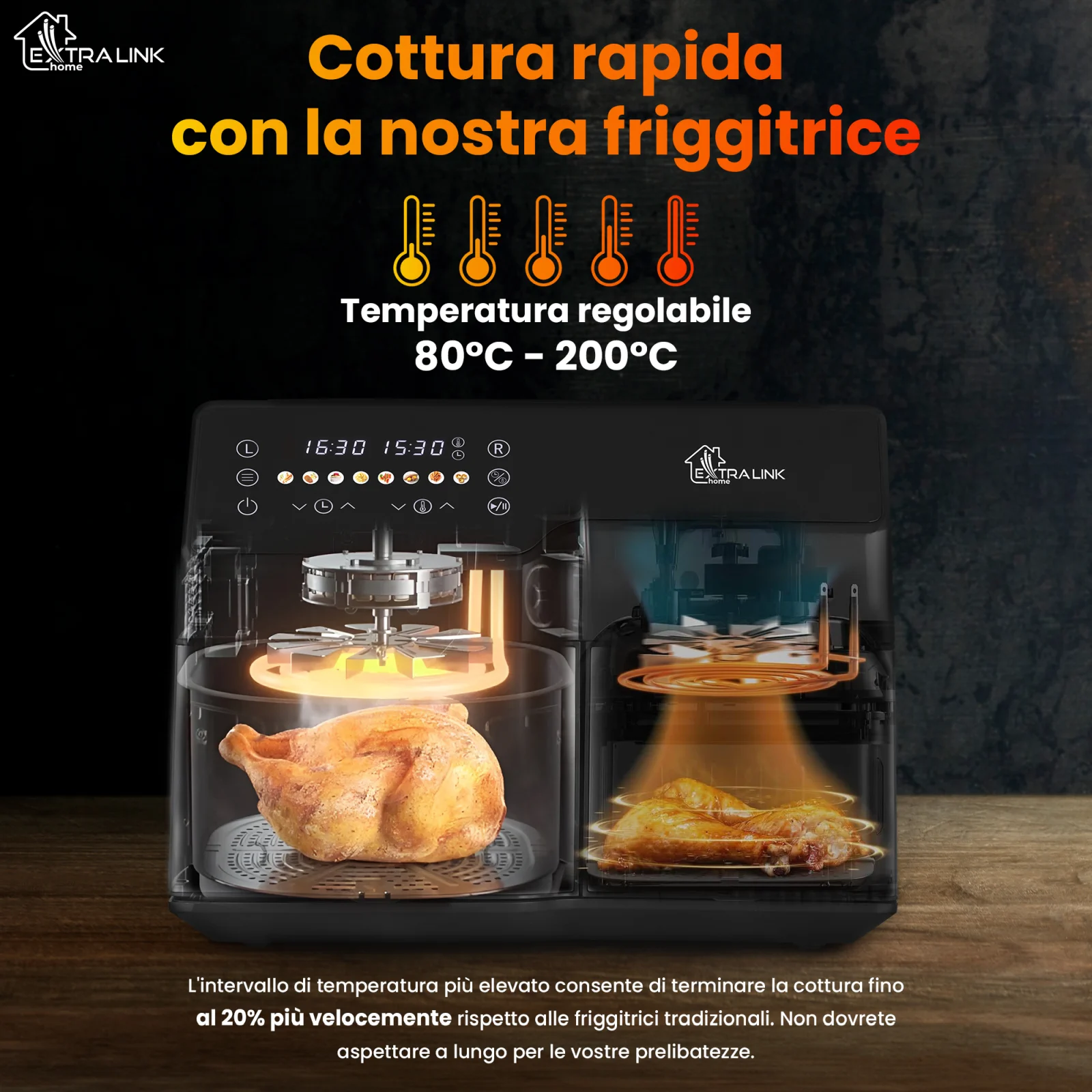 EXTRALINK HOME AIR FRYER 10L (6L+4L) EU SJ-1000 2500W