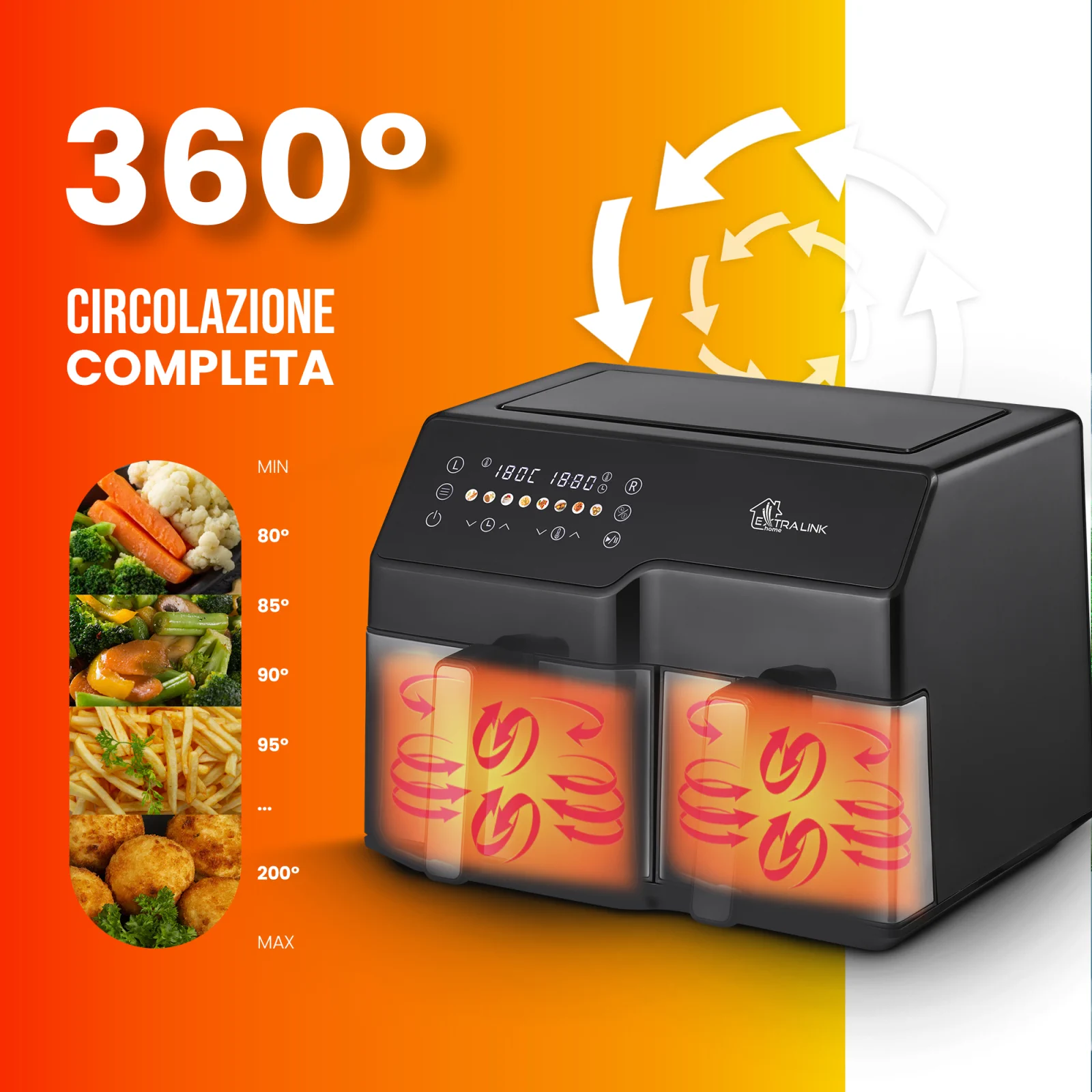 EXTRALINK HOME AIR FRYER 10L (6L+4L) EU SJ-1000 2500W