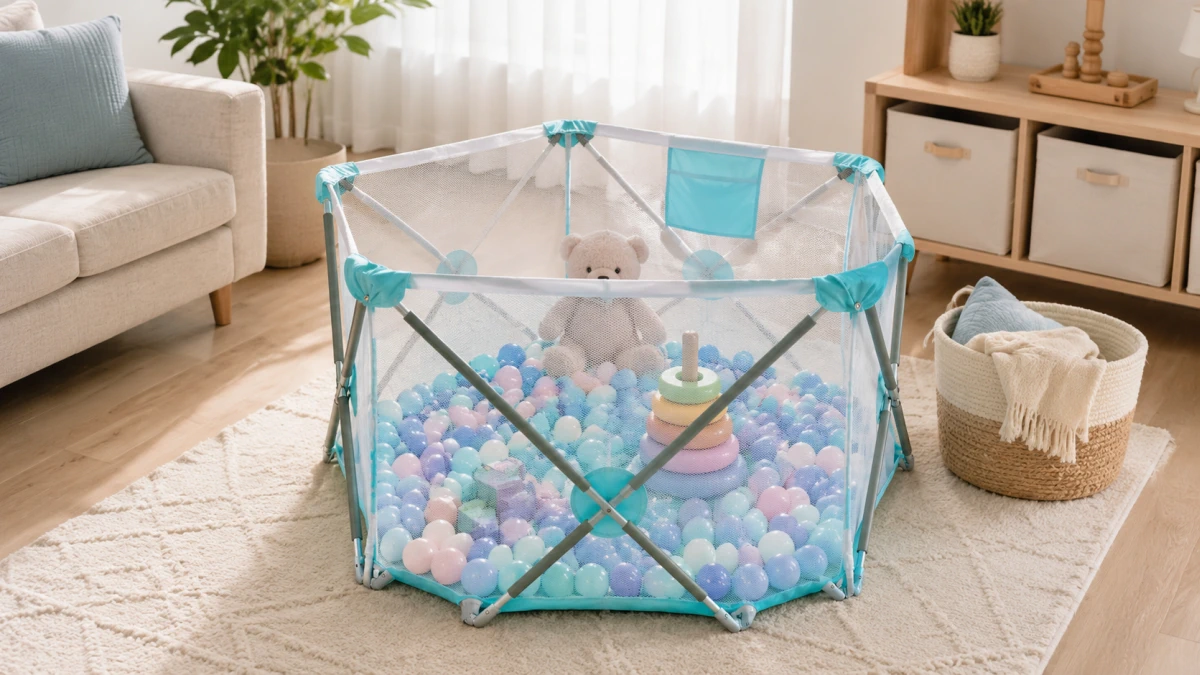 Cercado Extralink Kids K-461 com bolinhas, peluche e brinquedo educativo