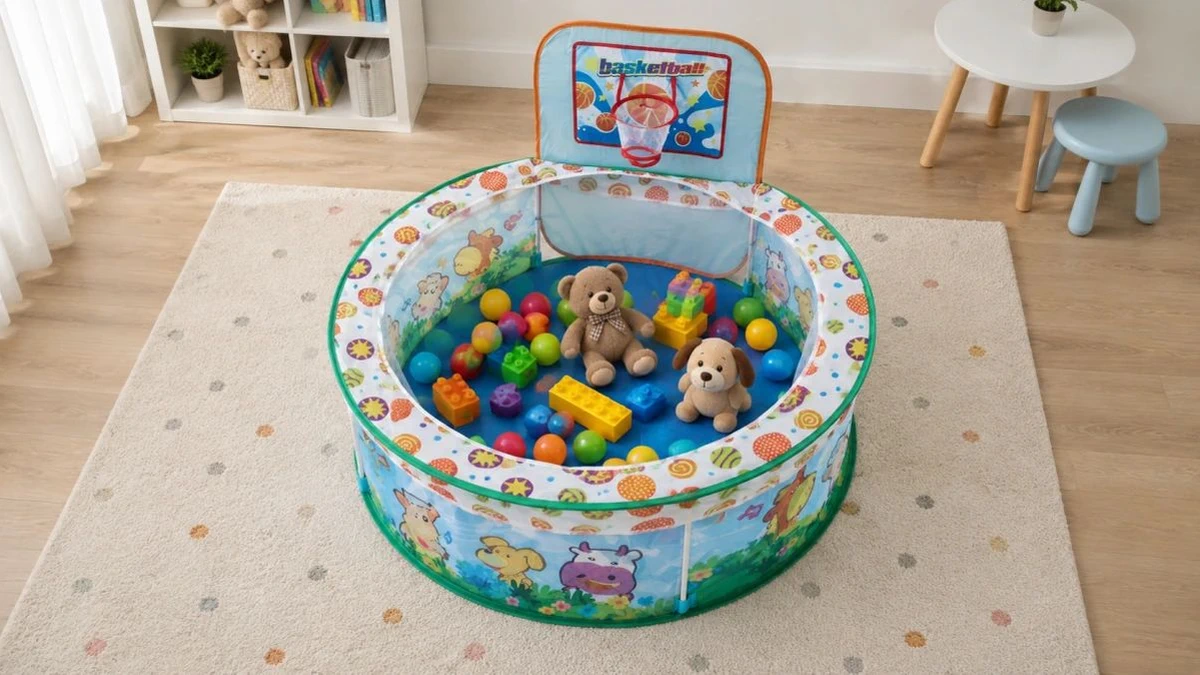Cercado para crian&ccedil;as Extralink Kids K-476 cheio de bolinhas coloridas e brinquedos
