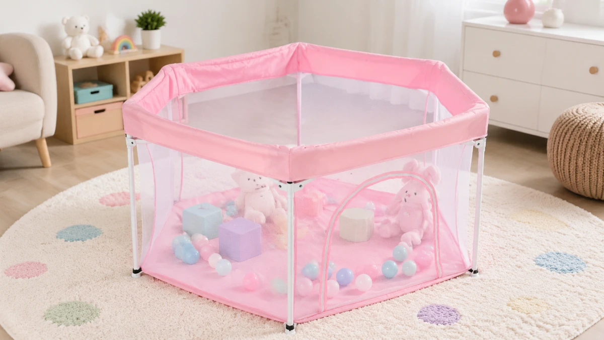 Cercado hexagonal Extralink Kids K-465 com paredes arejadas de malha