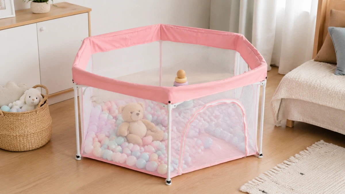 Extralink Kids K-465 como piscina de bolas seca rosa preenchida com bolas coloridas