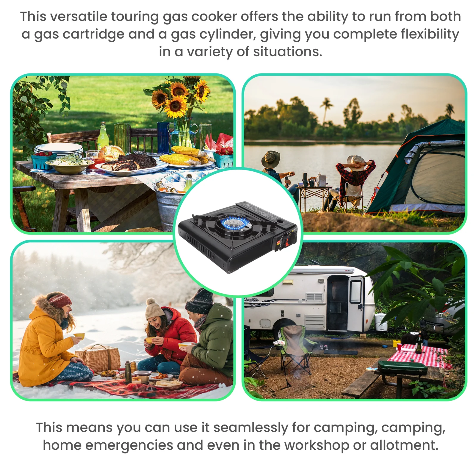 Extralink | Cocina de gas de campaña móvil con cartucho 2 en 1 en maletín de transporte