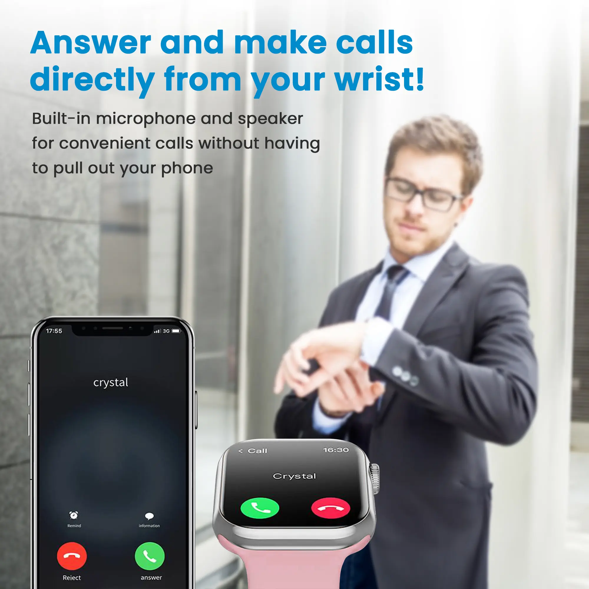 EXTRALINK LIFESTYLE SMARTWATCH WATCH9 СЕРЕБРИСТЫЙ КОРПУС ЧЕРНЫЙ/РОЗОВЫЙ РЕМЕШОК