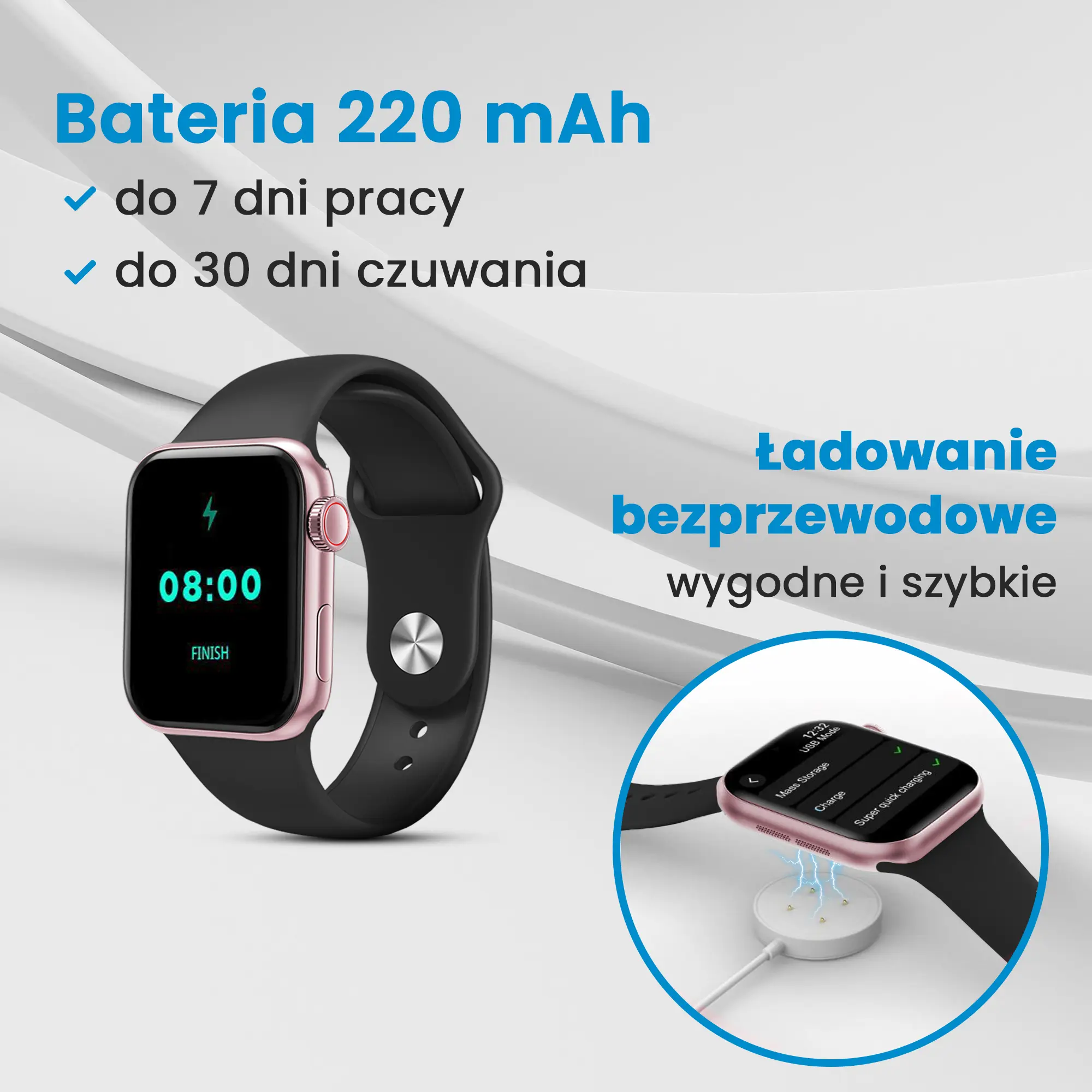 EXTRALINK LIFESTYLE SMARTWATCH WATCH9 SILVER CASE BLACK/PINK BAND