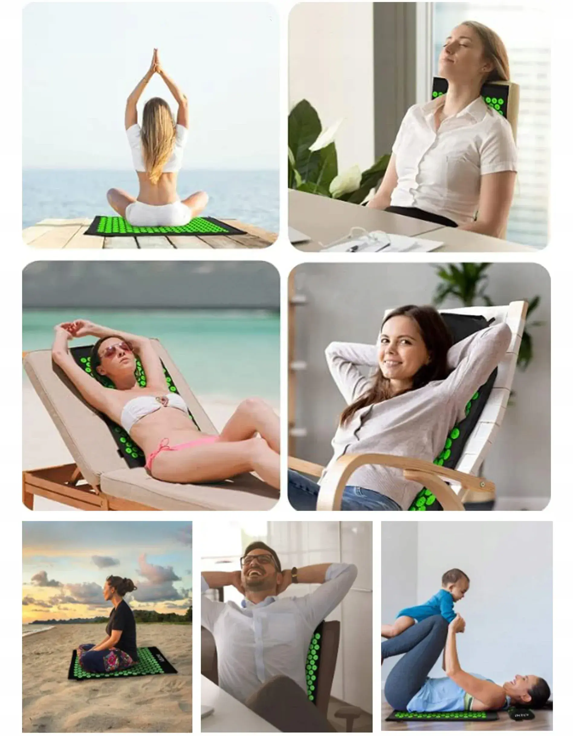 EXTRALINK SET DE ESTERILLA DE ACUPRESIÓN CON COJÍN PARA DOLORES DE COLUMNA ACUMATA GRANDE XXL B-292