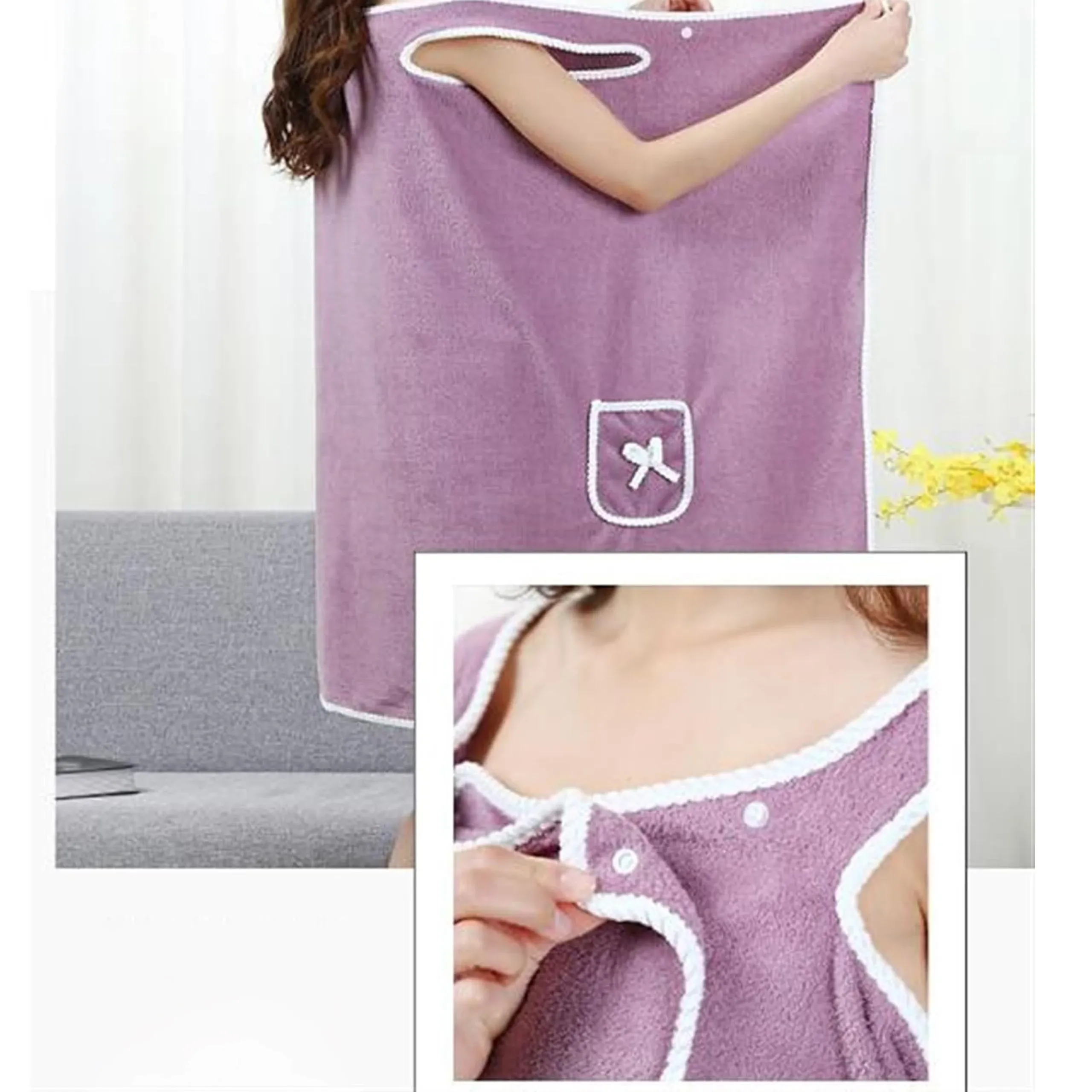 TOALLA DE BA&Ntilde;O EXTRALINK PARA MUJER T&Uacute;NICA PARA SAUNA ALBORNOZ SPA PAREO DE HOMBRO GRANDE R-1168