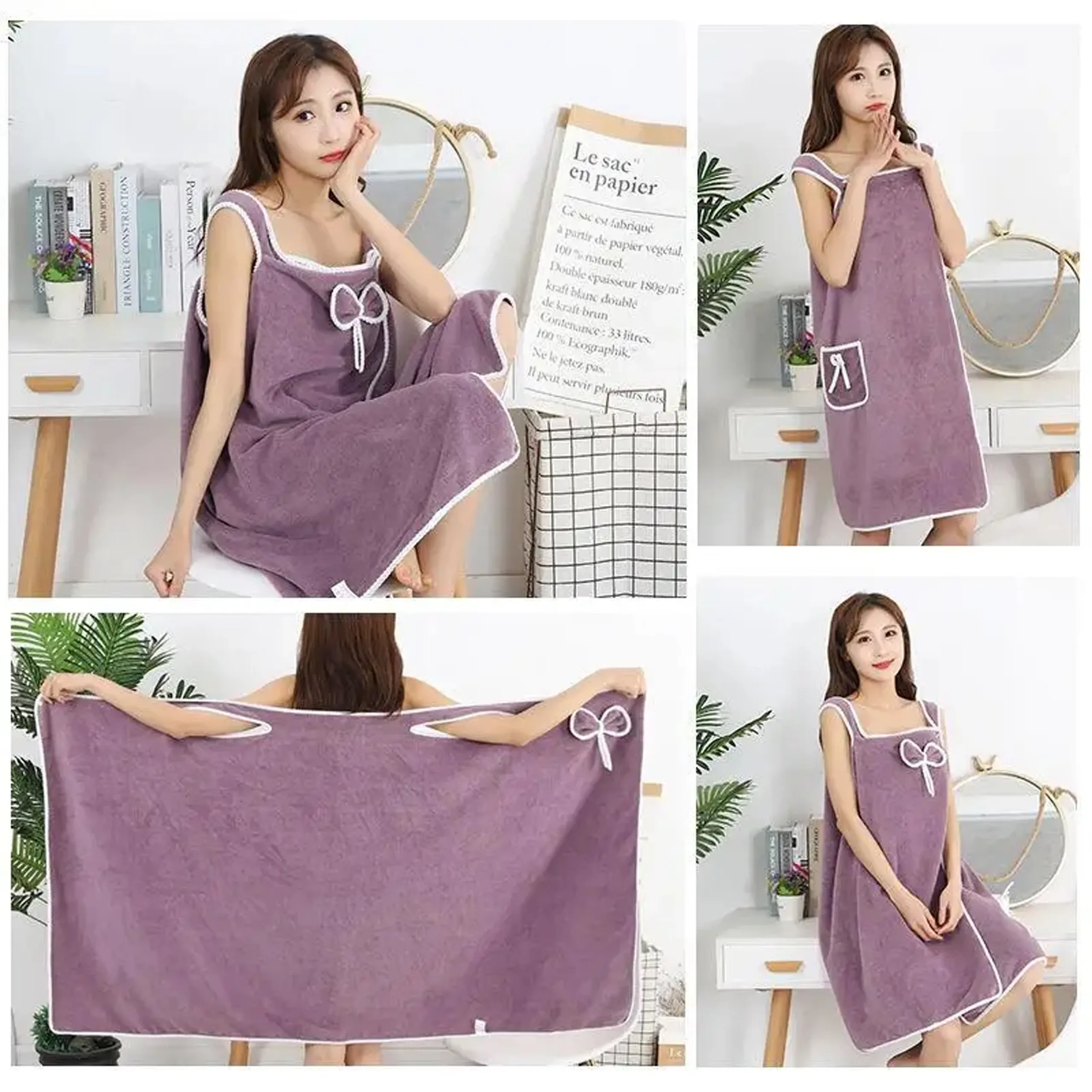 TOALLA DE BA&Ntilde;O EXTRALINK PARA MUJER T&Uacute;NICA PARA SAUNA ALBORNOZ SPA PAREO DE HOMBRO GRANDE R-1168