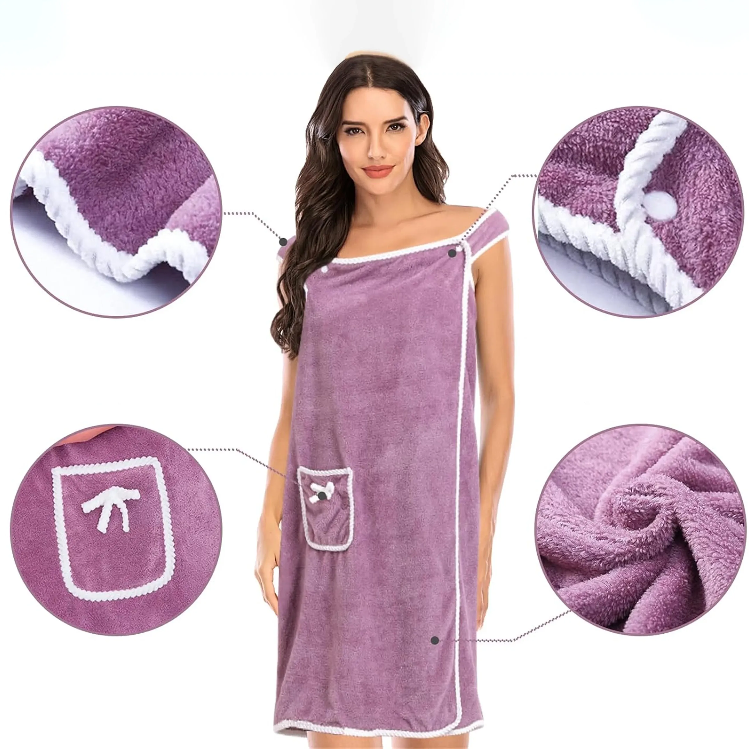 TOALLA DE BA&Ntilde;O EXTRALINK PARA MUJER T&Uacute;NICA PARA SAUNA ALBORNOZ SPA PAREO DE HOMBRO GRANDE R-1168