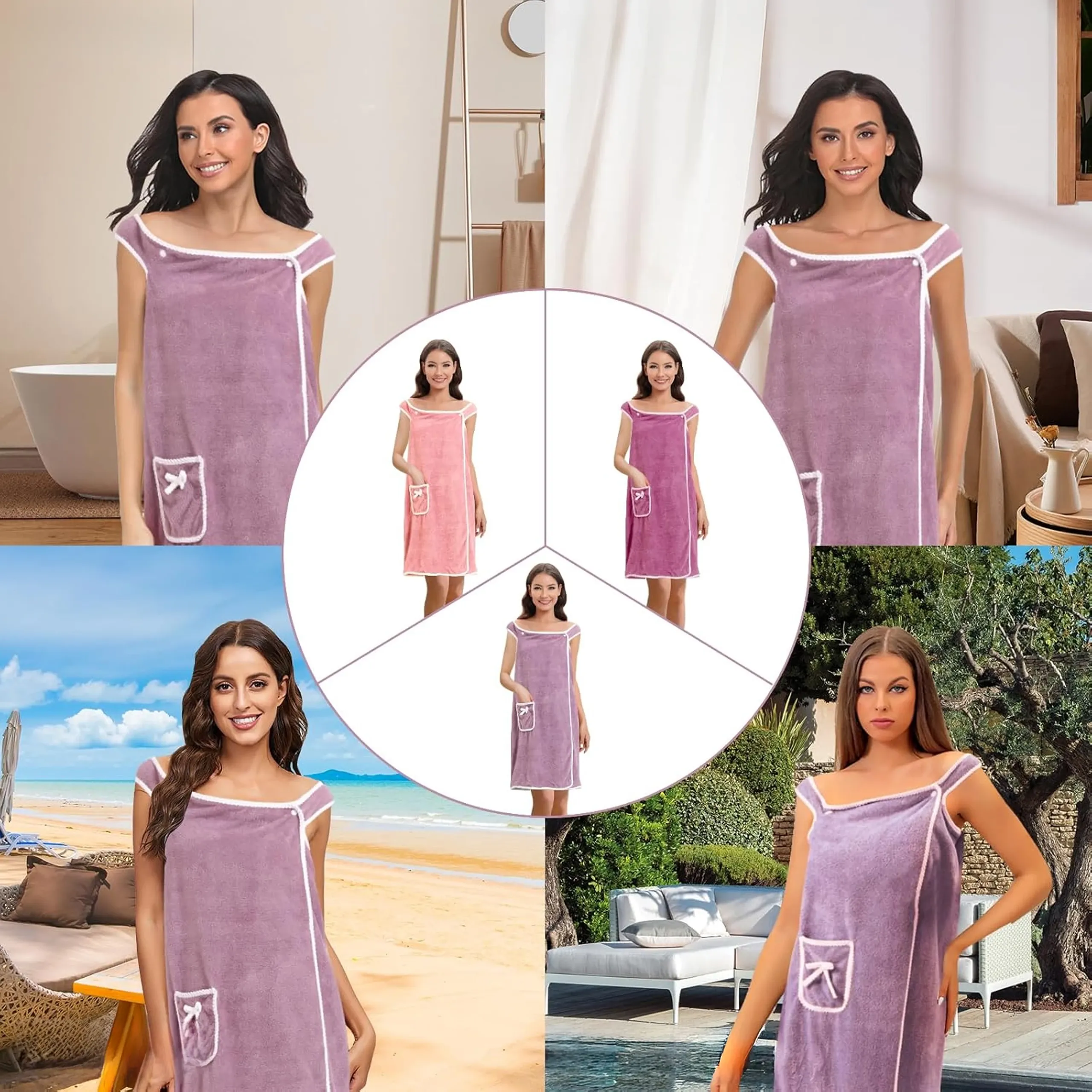 TOALLA DE BA&Ntilde;O EXTRALINK PARA MUJER T&Uacute;NICA PARA SAUNA ALBORNOZ SPA PAREO DE HOMBRO GRANDE R-1168