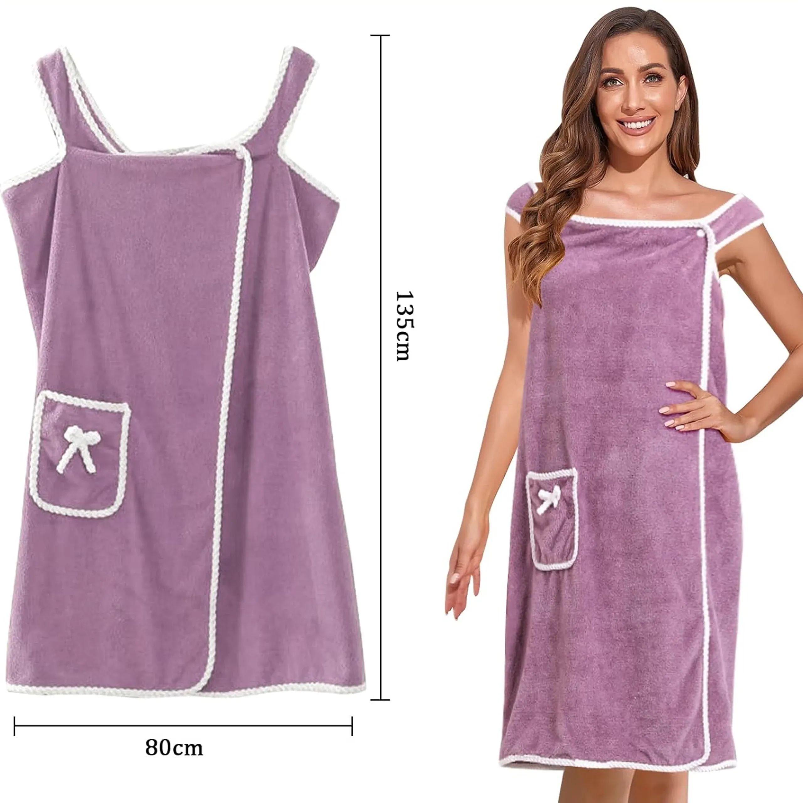 TOALLA DE BA&Ntilde;O EXTRALINK PARA MUJER T&Uacute;NICA PARA SAUNA ALBORNOZ SPA PAREO DE HOMBRO GRANDE R-1168
