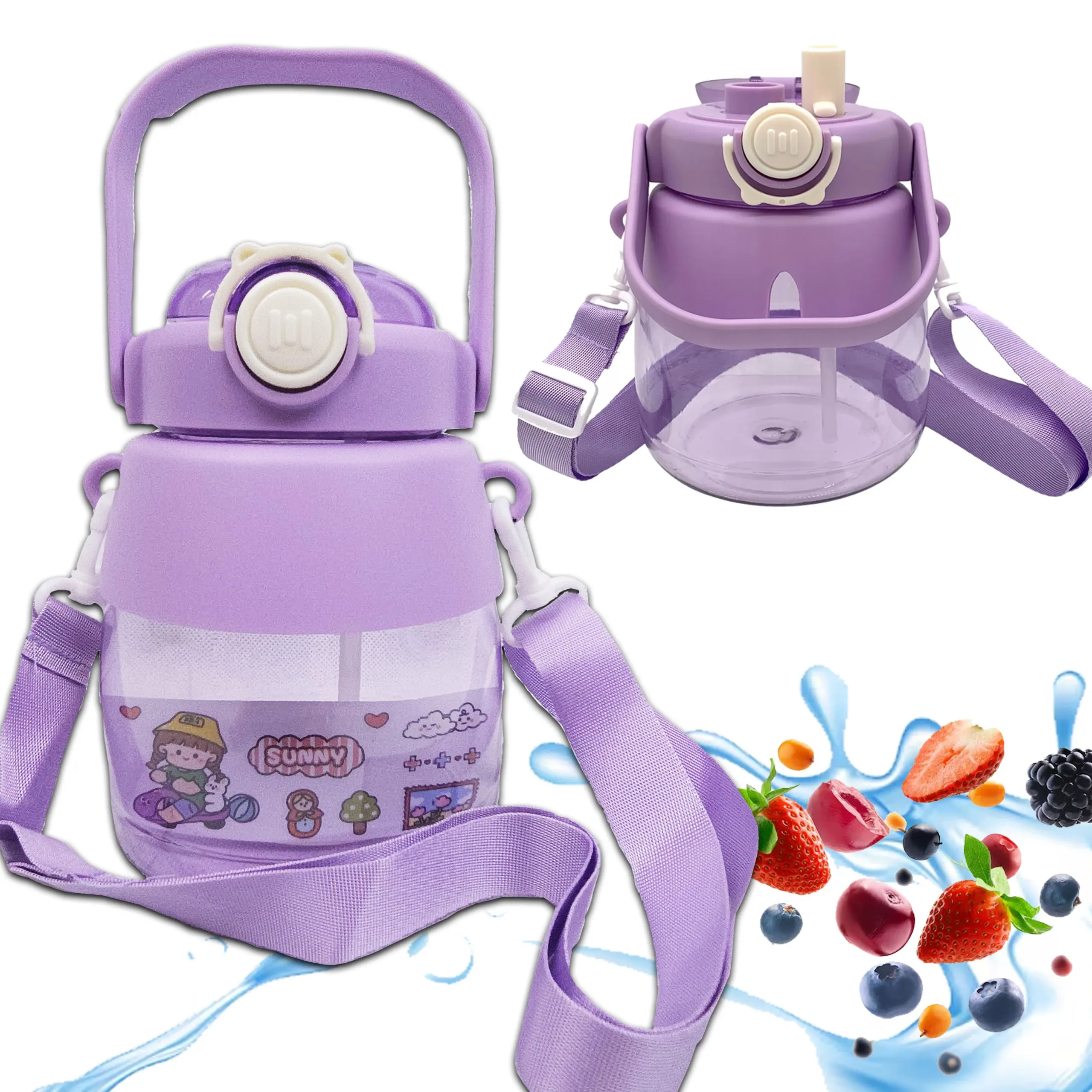 EXTRALINK BOTELLA PARA EL COLEGIO GUARDERÍA EXTRALINK BOTELLA DE AGUA CON PAJITA CORREA PARA NIÑOS 1L B-189