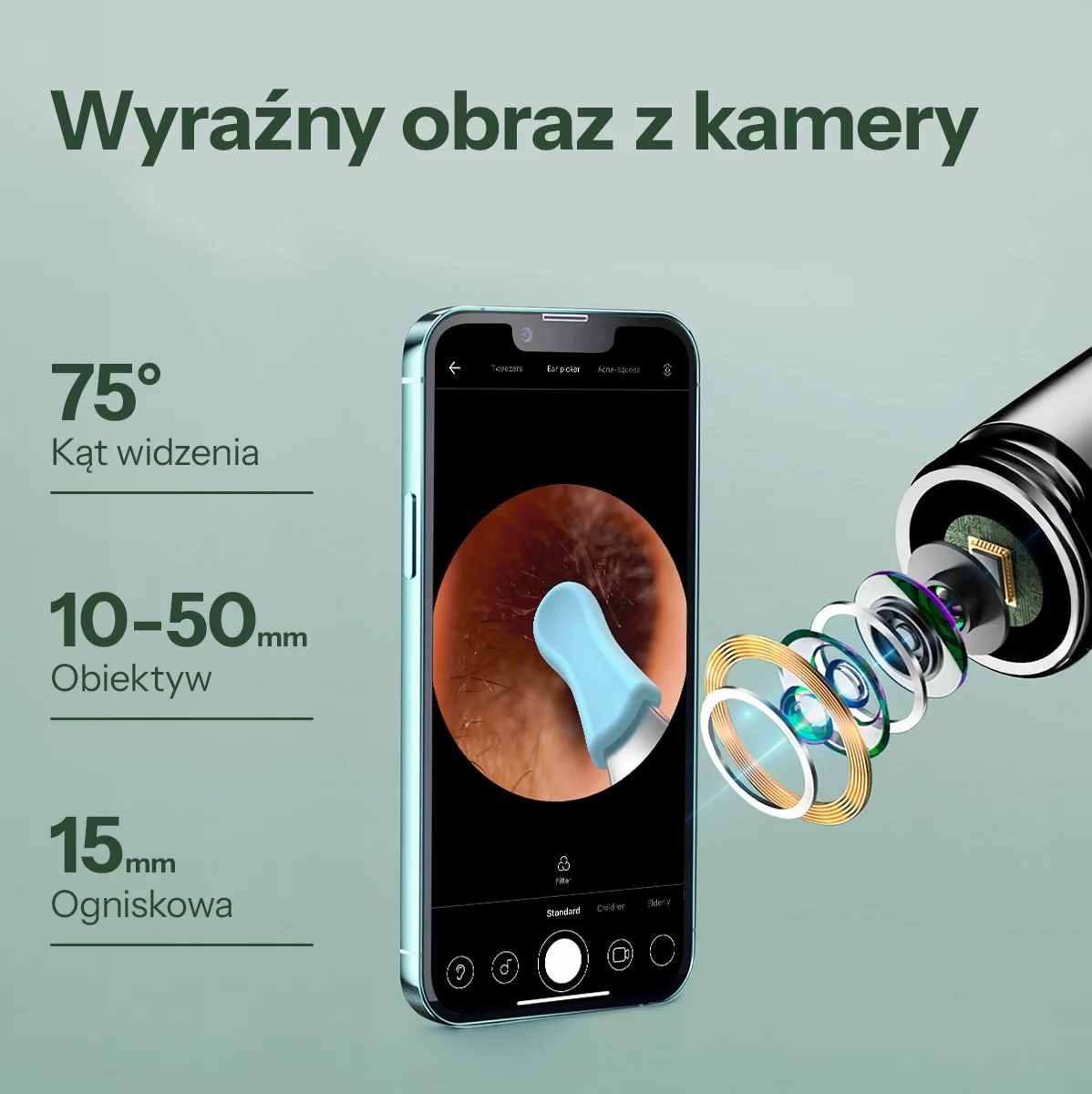 BEBIRD X1+ OTOSKOP Z KAMERĄ DO USUWANIA WOSKU CZARNY