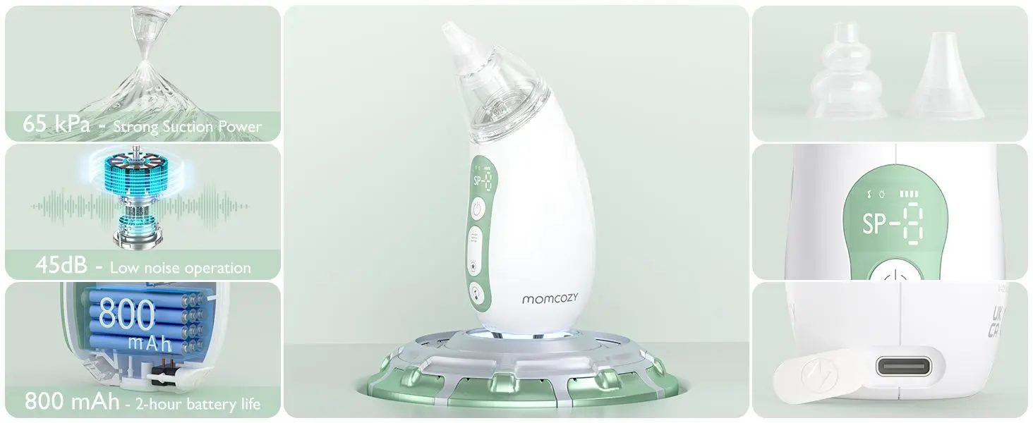 ASPIRADOR NASAL PARA BEBÉS MOMCOZY - BATERÍA DE LARGA DURACIÓN