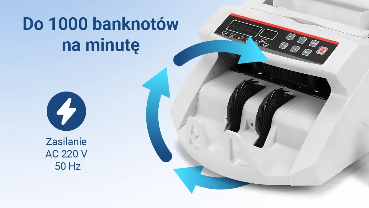 perfil de máquina contadora de dinero que cuenta hasta 1.000 billetes por minuto