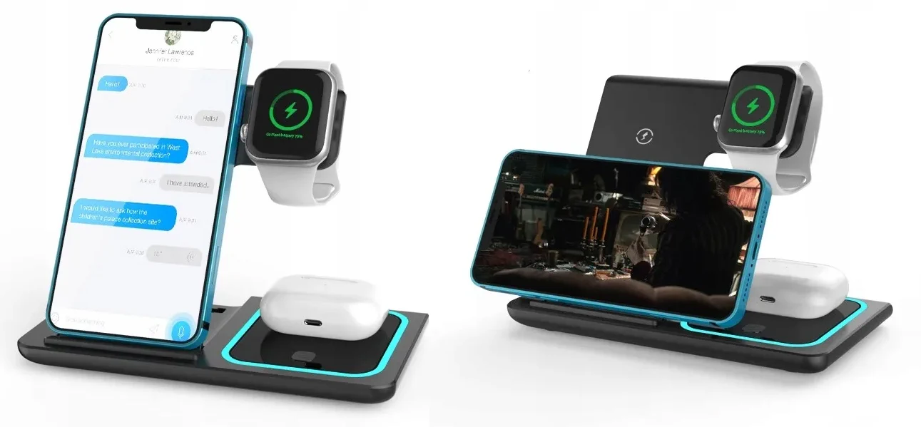 ŁADOWARKA INDUKCYJNA STACJA ŁADUJĄCA BEZPRZEWODOWA 3W1 MULTIFUNKCYJNA