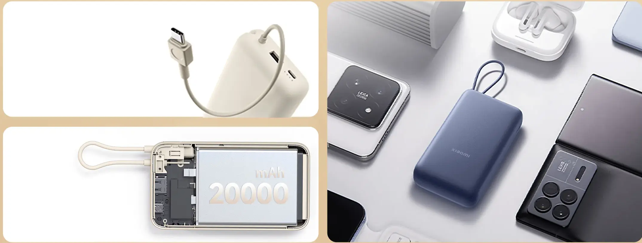 XIAOMI 33W POWER BANKA 20000MAH (INTEGROVAN&Yacute; KABEL) MODR&Aacute; GL, 58248