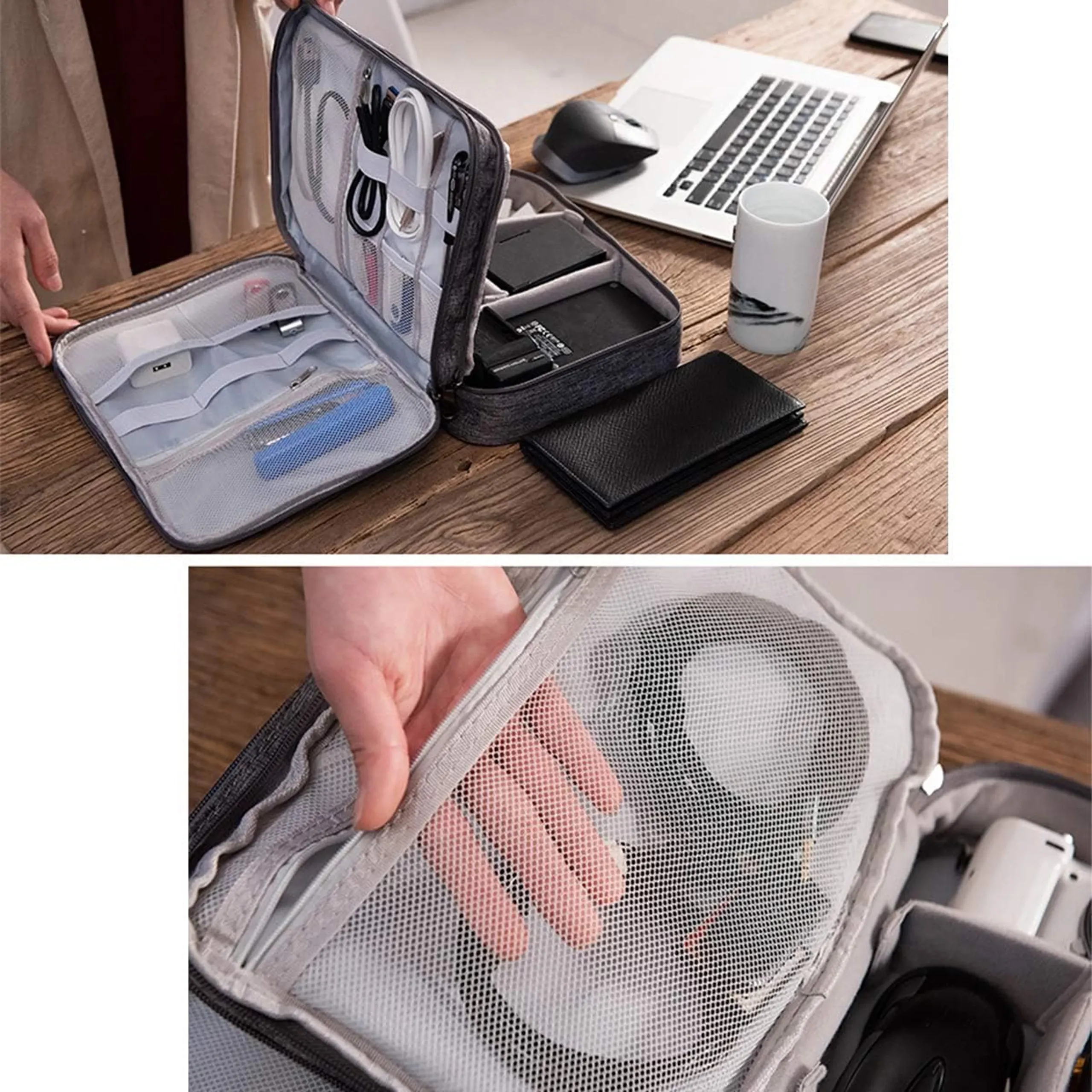 EXTRALINK ORGANIZER PODR&Oacute;ŻNY ETUI TORBA NA KABLE ŁADOWARKI USB AKCESORIA Z UCHWYTEM XL - 1081