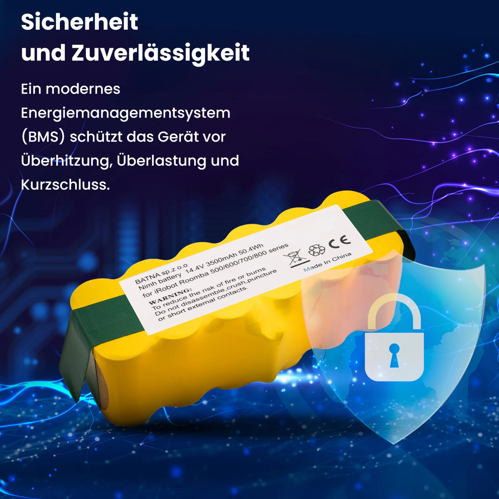 Visualisierung der Roomba-Roboterbatterie und des Schutzschildes