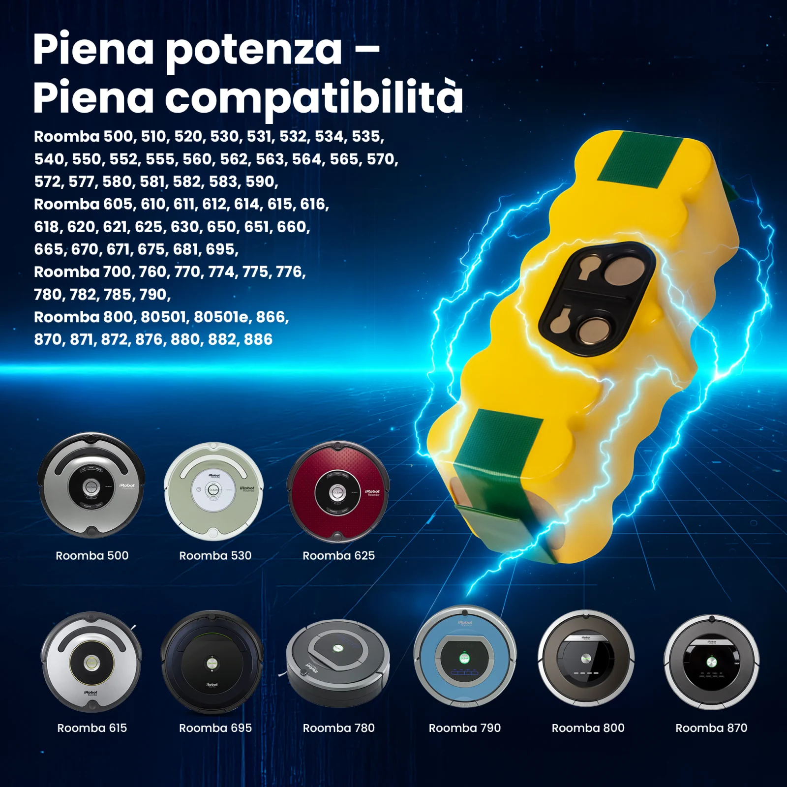 batteria di ricambio per roomba e robot di pulizia compatibili