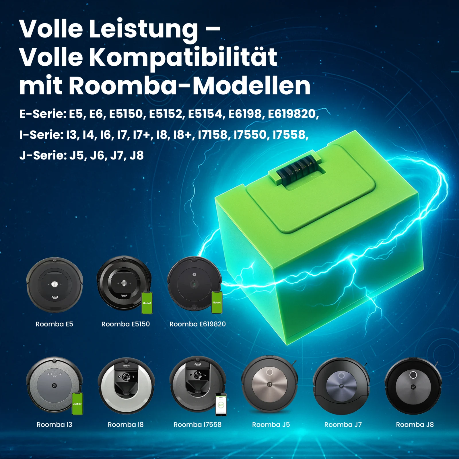 Ersatzakku f&uuml;r Roomba und kompatible Reinigungsroboter