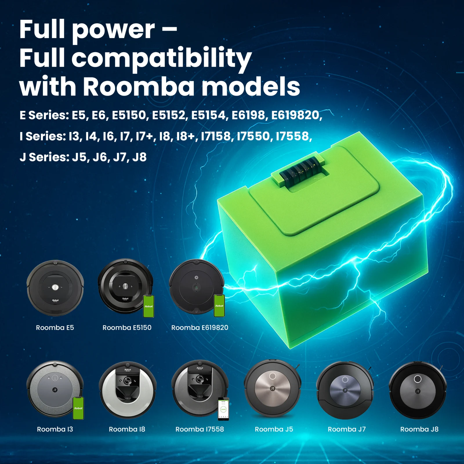 replacement battery for roomba and compatible cleaning robots