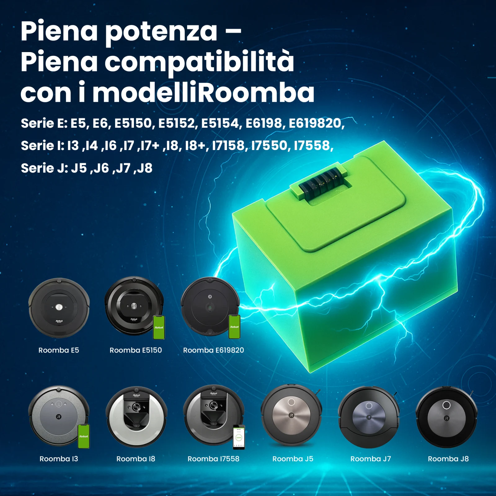 batteria di ricambio per roomba e robot di pulizia compatibili