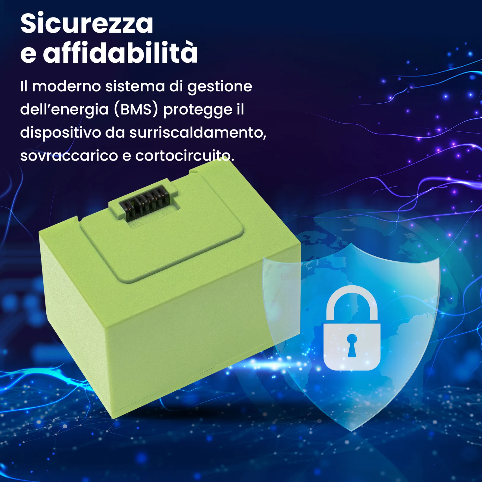 visualizzazione della batteria e dello scudo di sicurezza del robot roomba