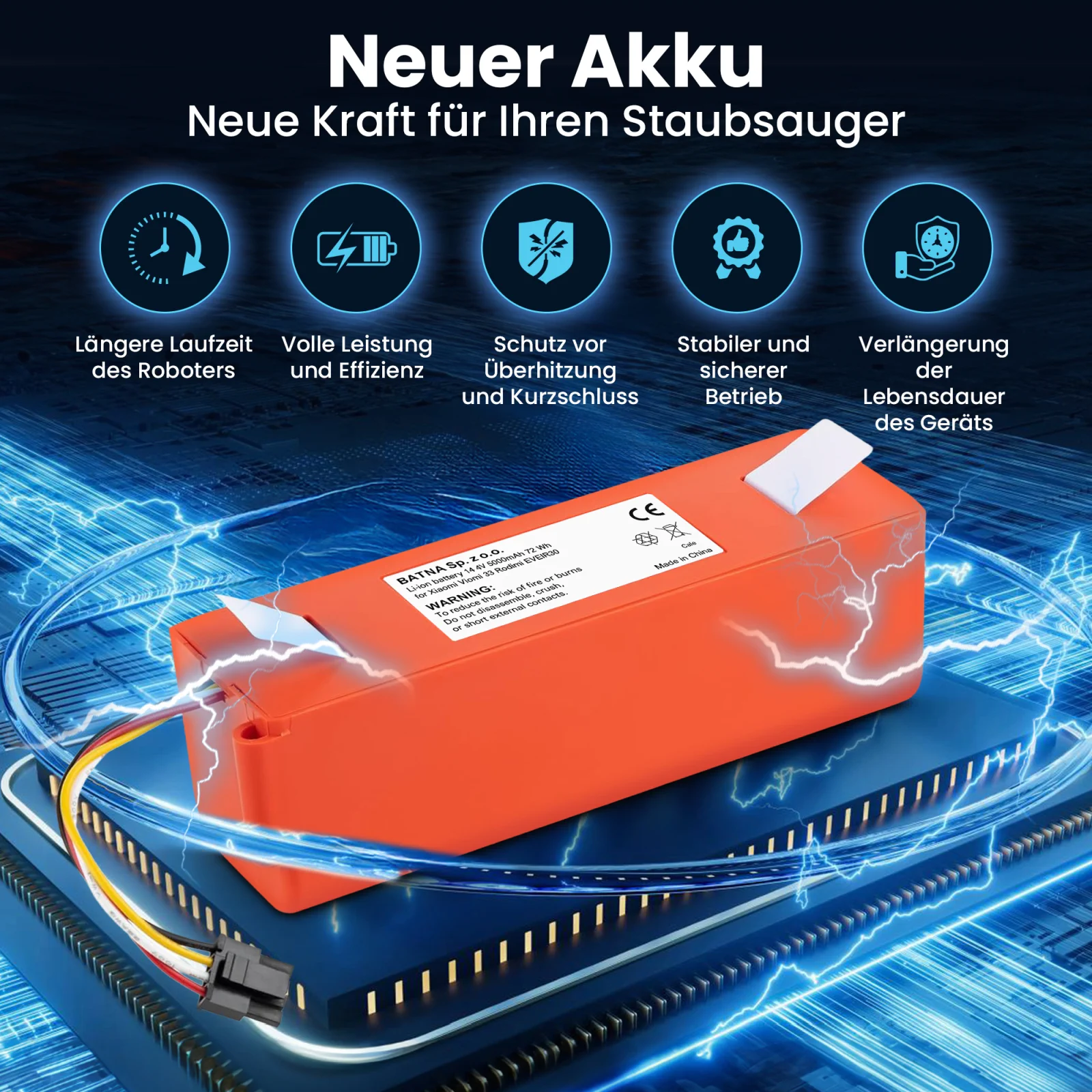 Visualisierung der auf dem Prozessor liegenden Batterie des mi-Roboterstaubsaugers