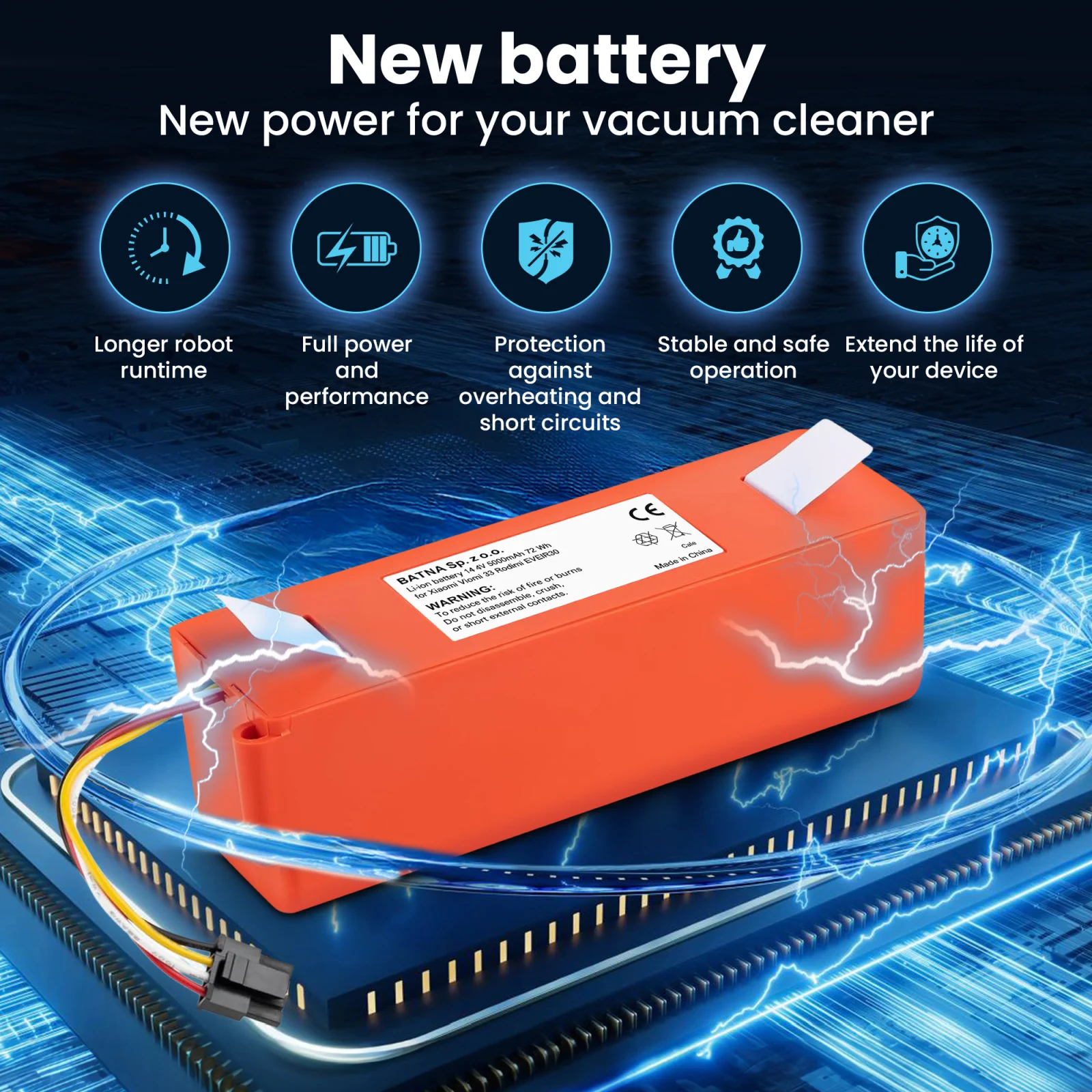 Визуализация аккумулятора робота-пылесоса mi roborock, лежащего на процессоре