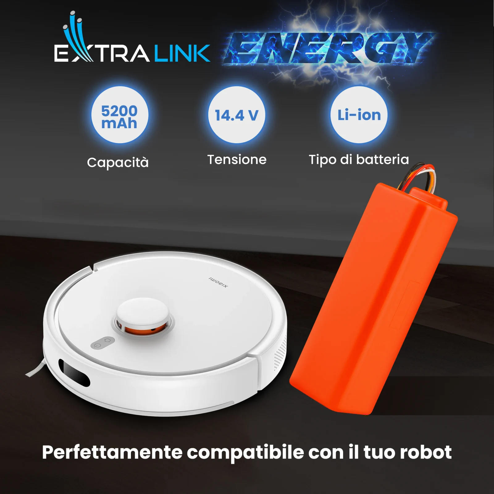 arancione hoover mi robot roborock batteria accanto al robot di pulizia bianco