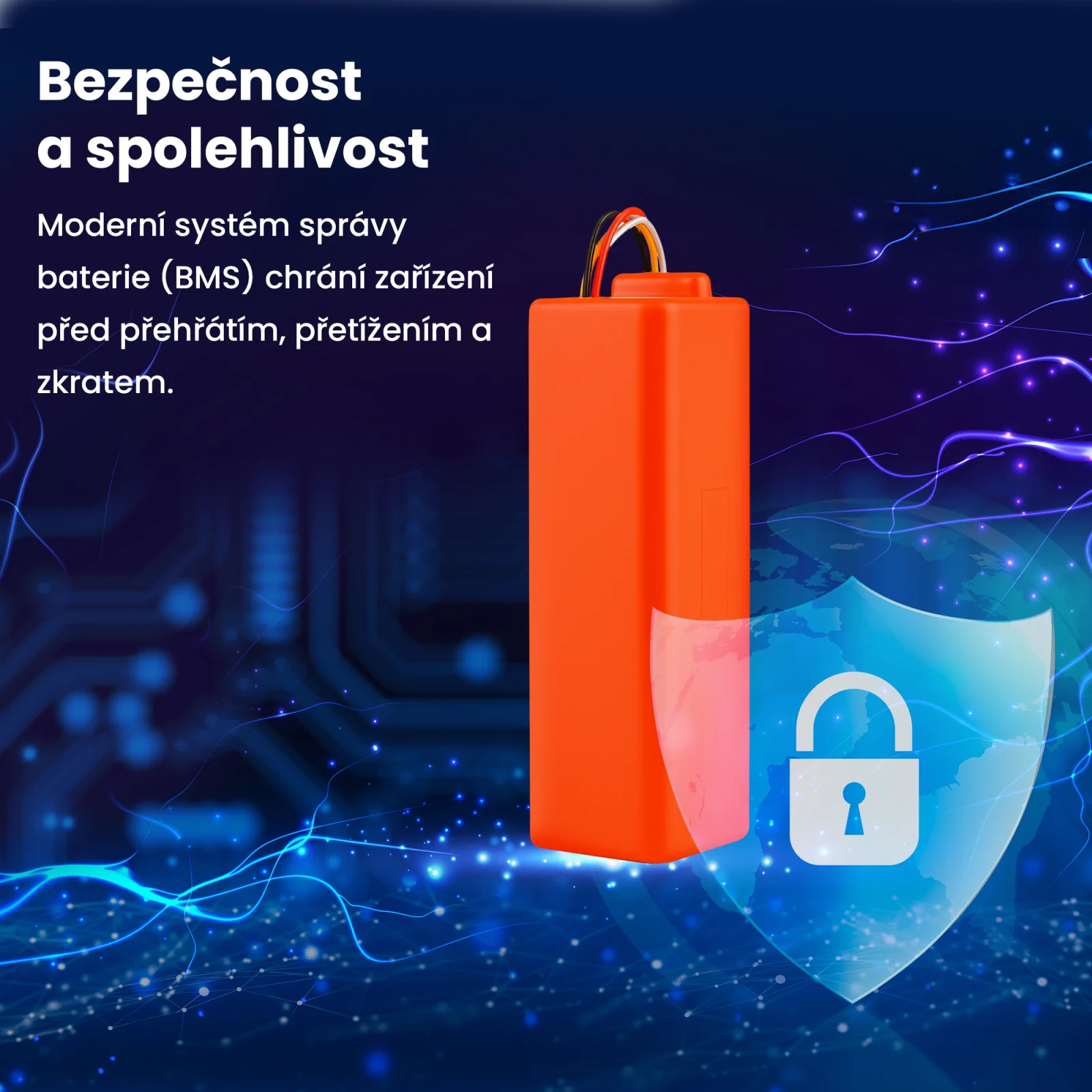 vizualizace zobrazující baterii robota mop pro a bezpečnostní štít