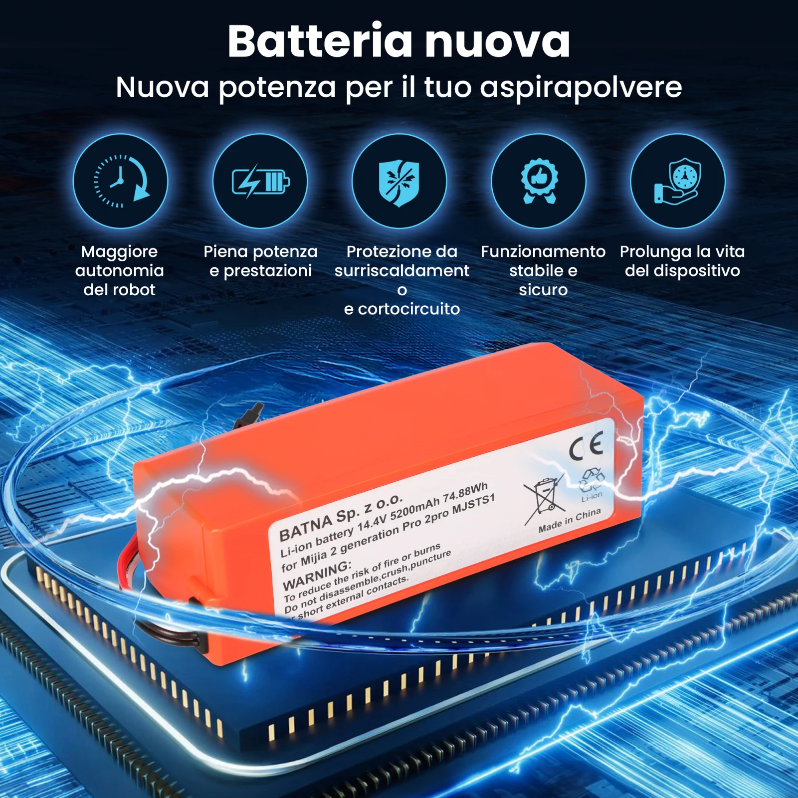 visualizzazione della batteria di mop pro hoover appoggiata sul processore