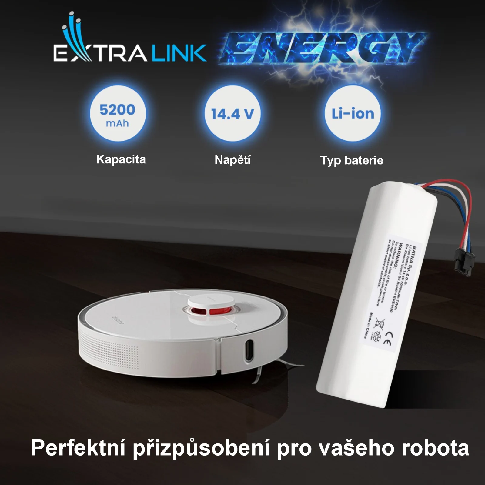 extralinková baterie a čisticí robot xiaomi
