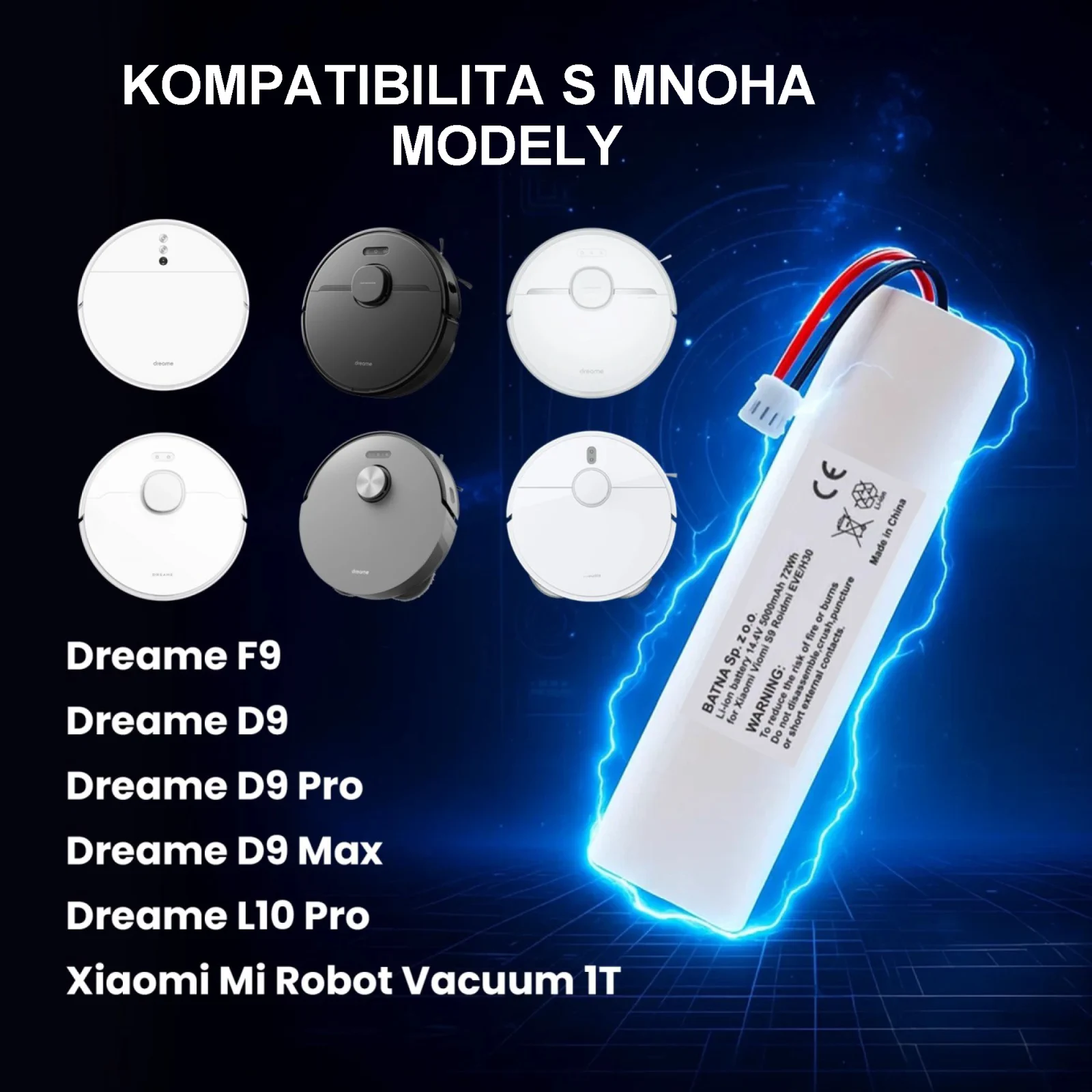 extralinková baterie a kompatibilní čisticí roboty
