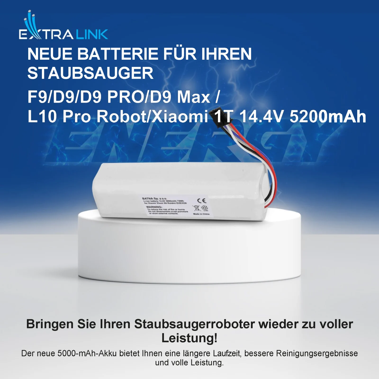 extralink Batterie auf dem Display