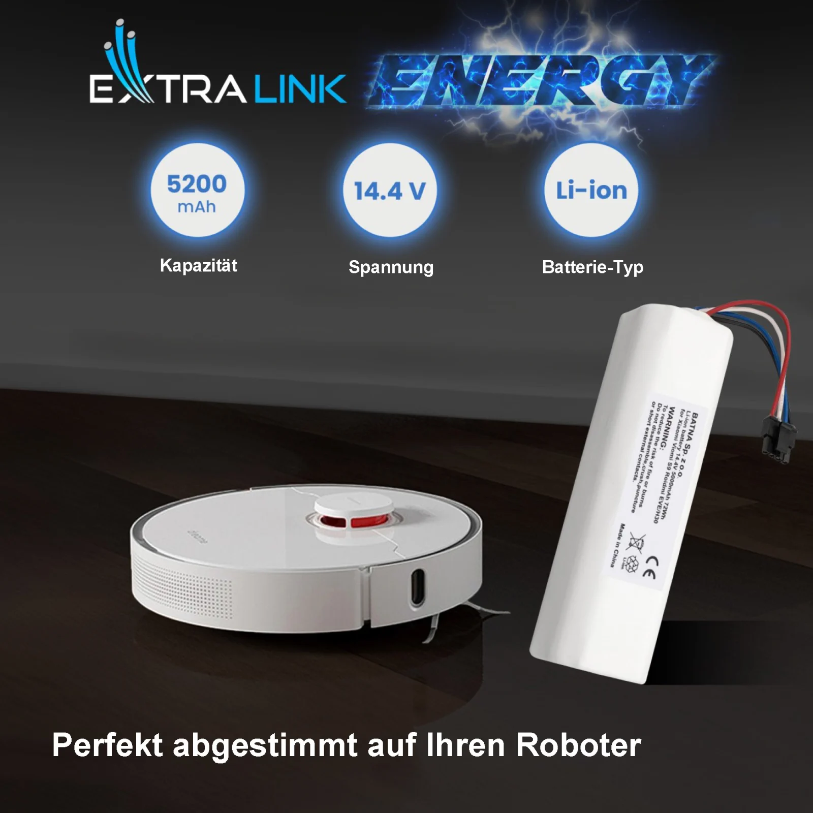 extralink batterie und xiaomi reinigungsroboter