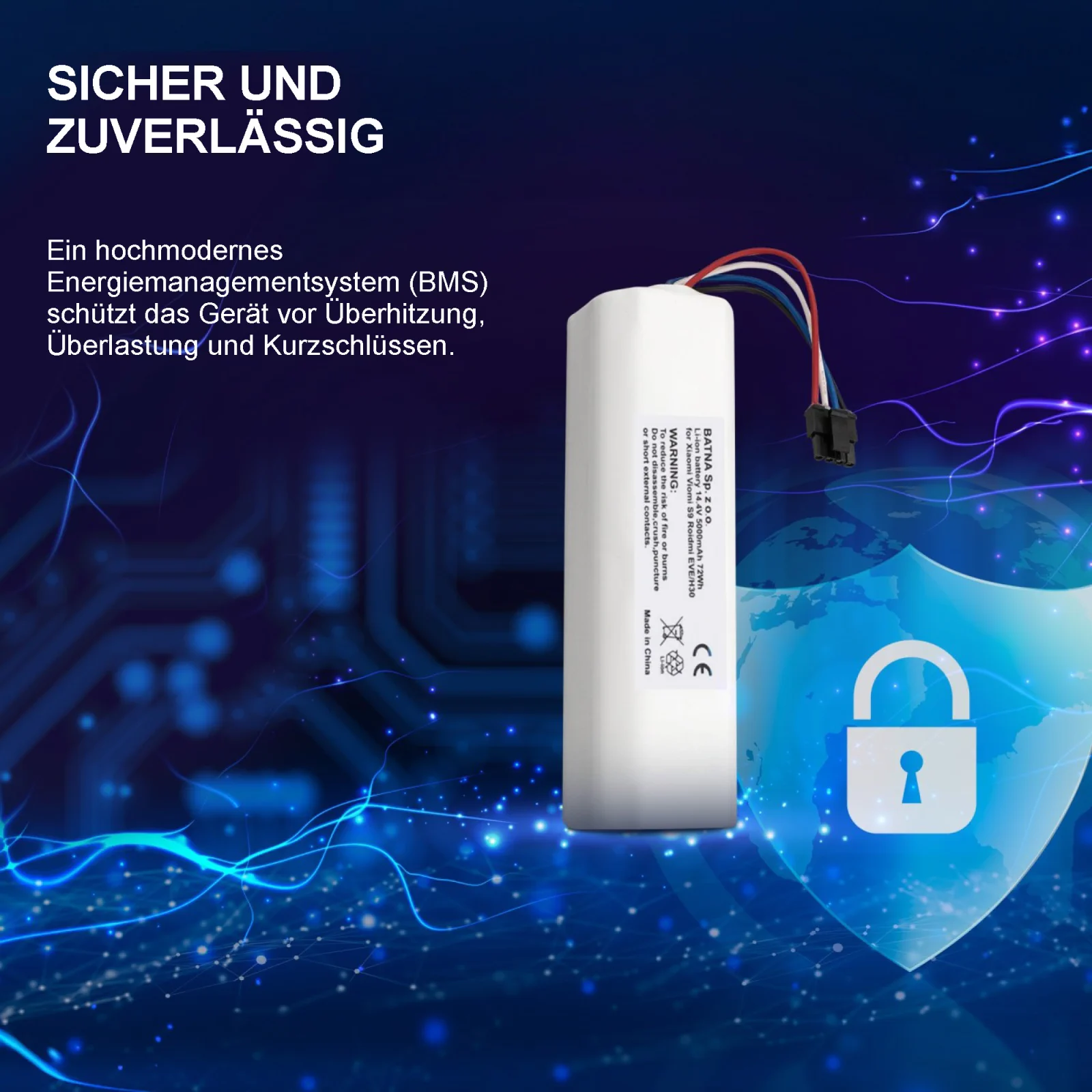 sichere Batterie f&uuml;r Staubsaugerroboter