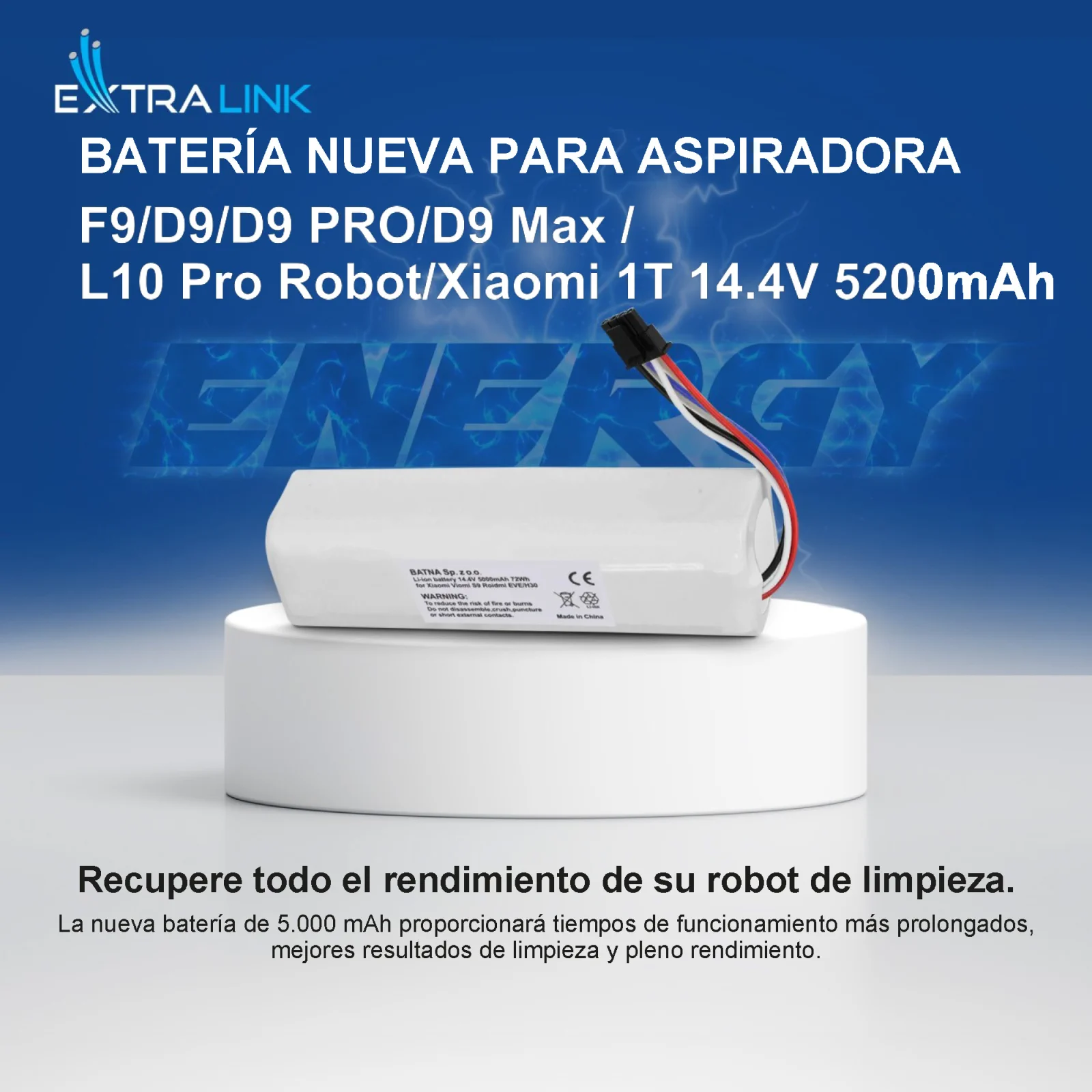 batería extralink en pantalla