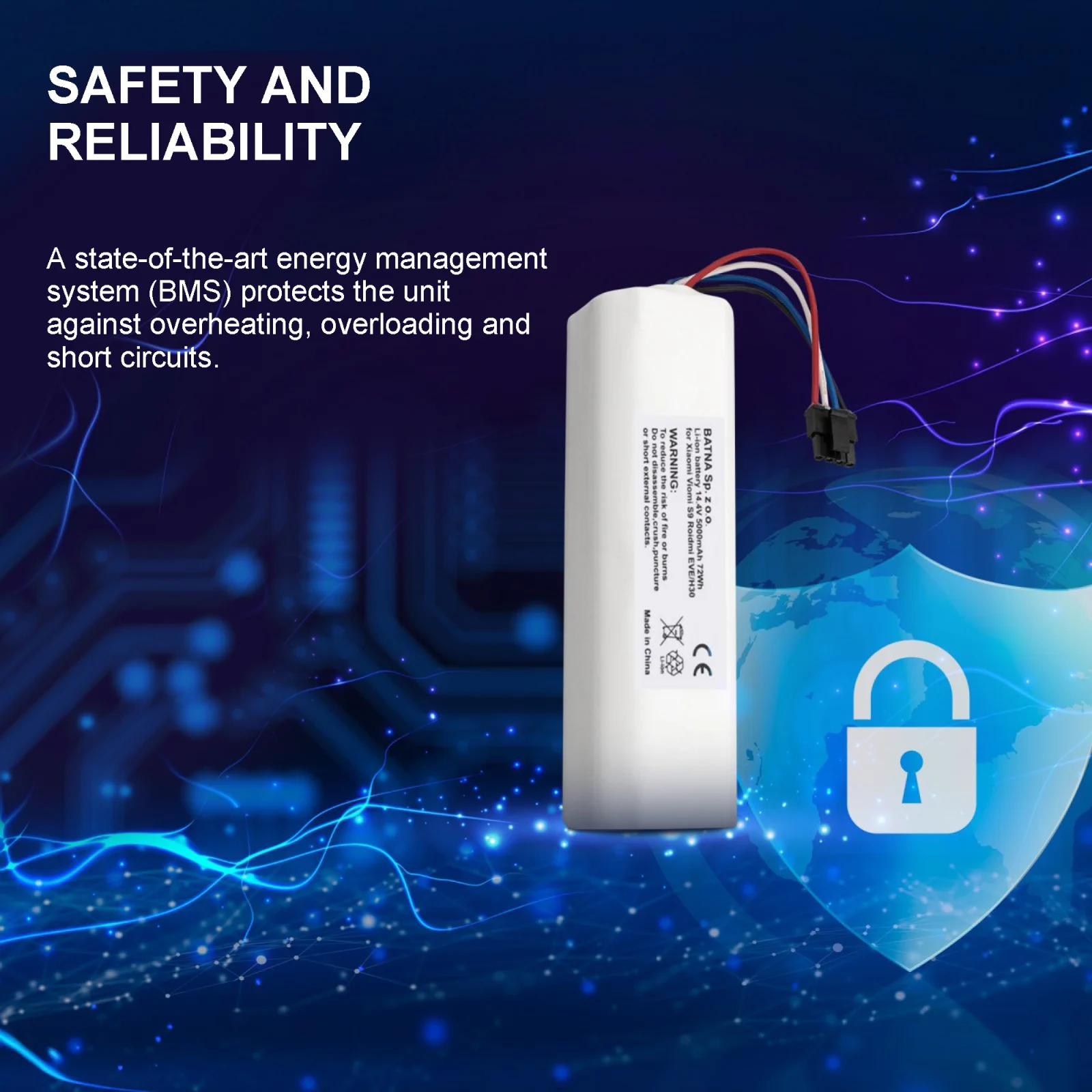 Robot süpürgeler için güvenli akü