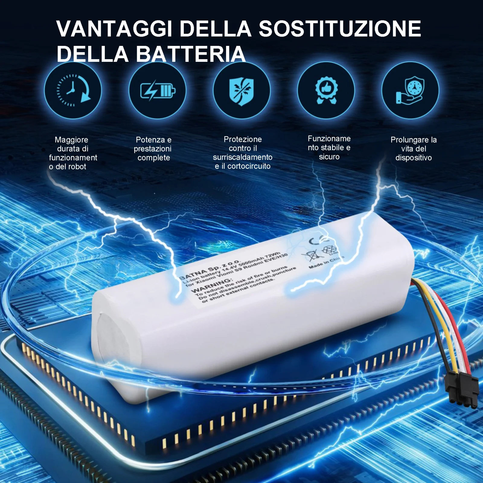 batteria per robot per la pulizia di fondo microprocessore