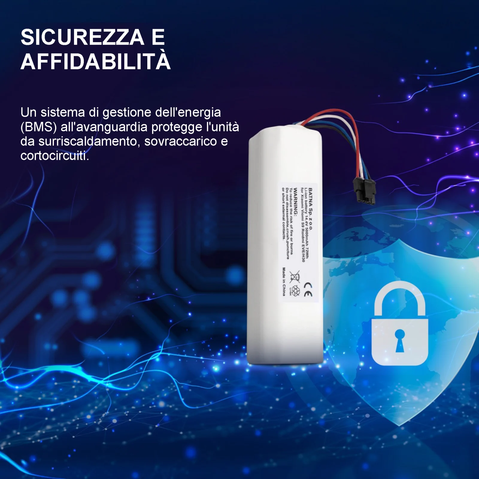 batteria sicura per robot aspirapolvere