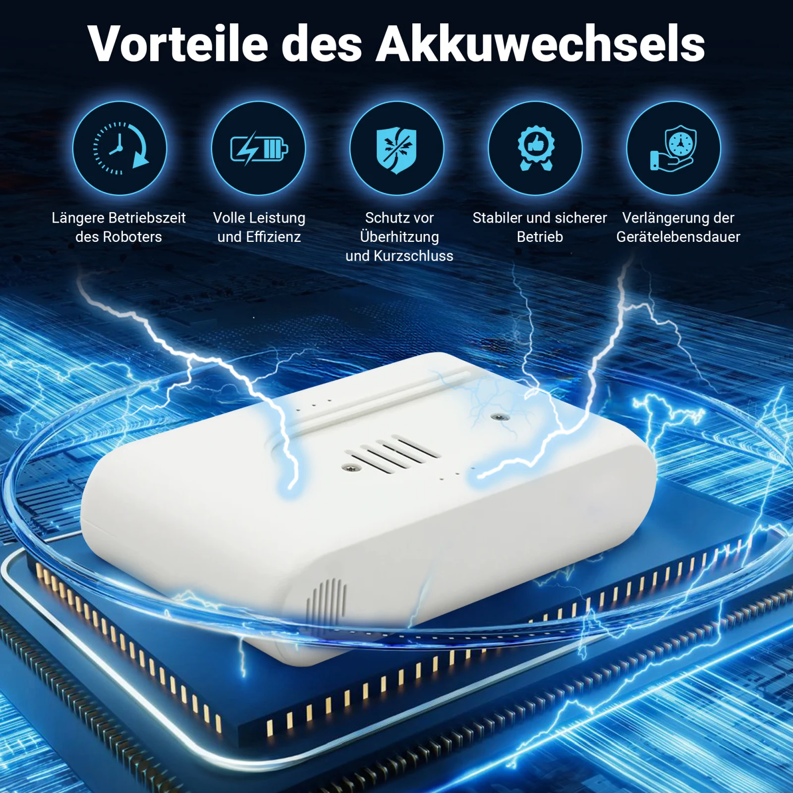 Visualisierung der auf dem Prozessor liegenden Dreame Hoover-Batterie