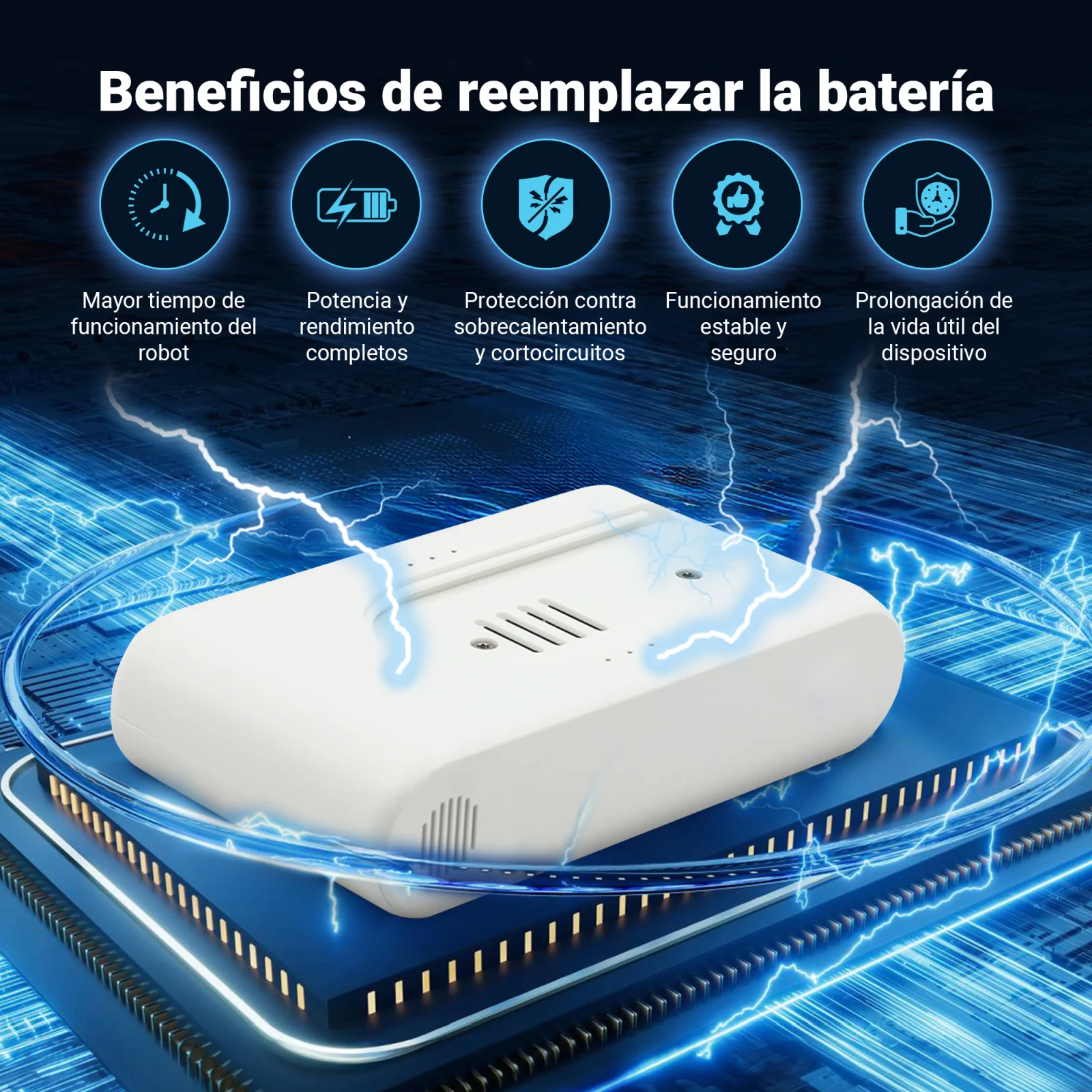 visualizacion de la bateria dreame hoover tumbada en el procesador