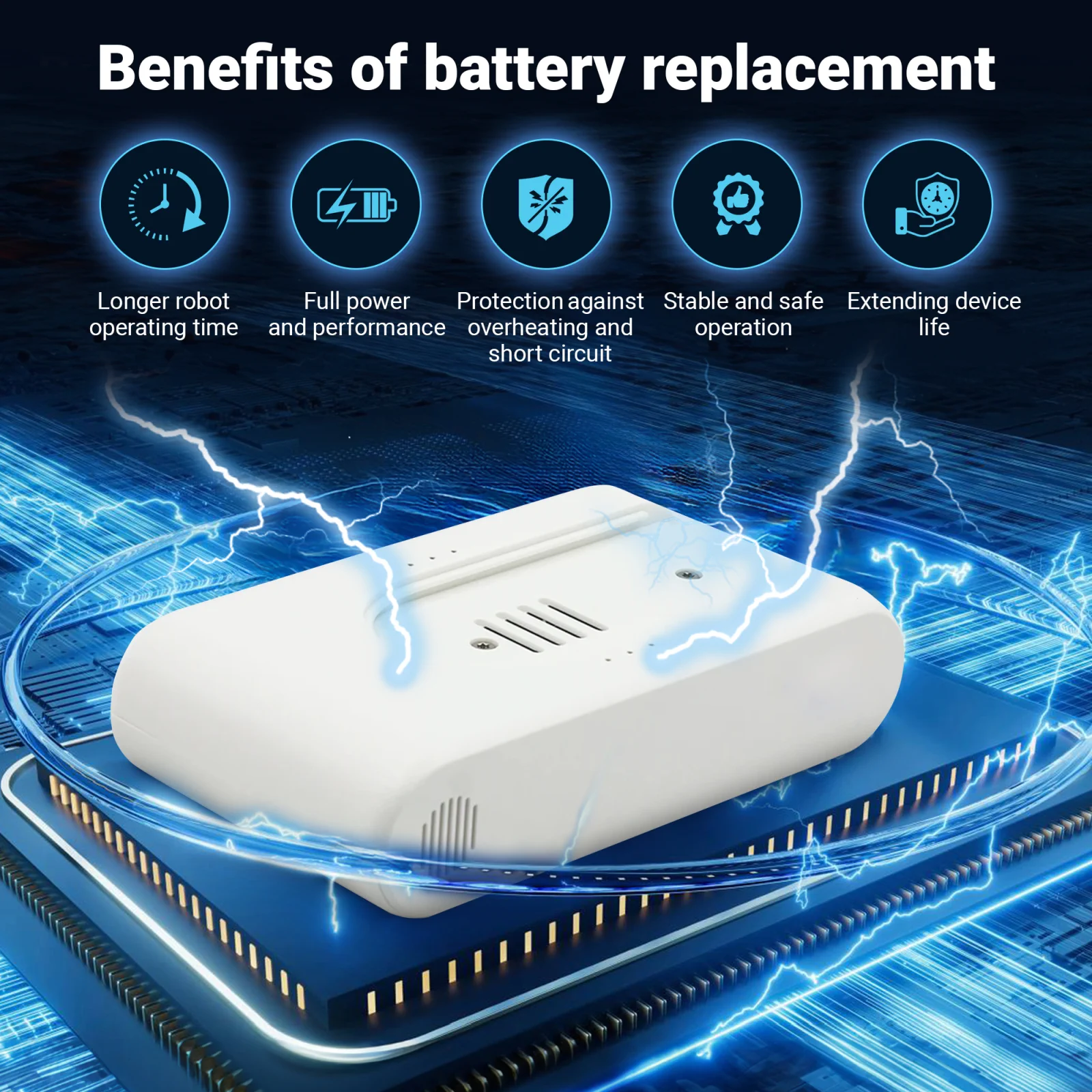 visualization of dreame vacuum cleaner battery lying on processor